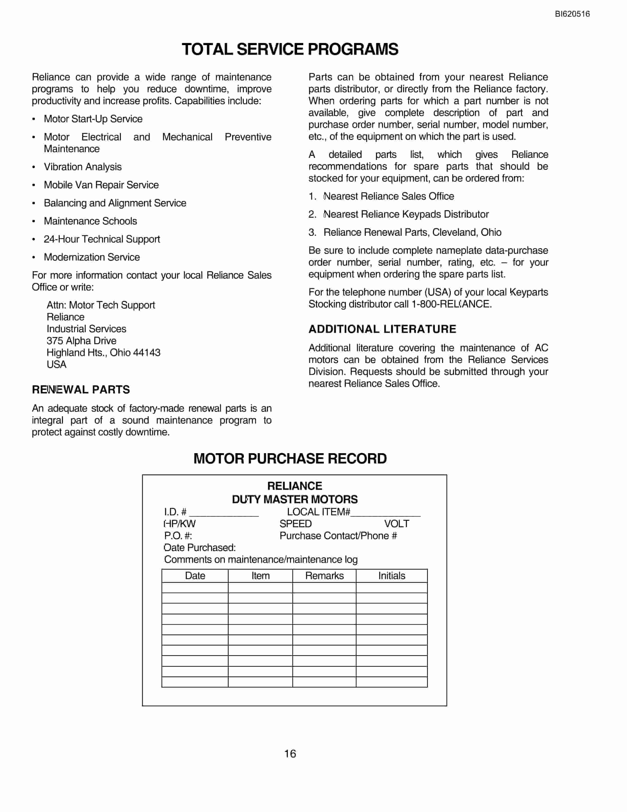 Bucyrus Belt System Spare Parts List BI620516-3
