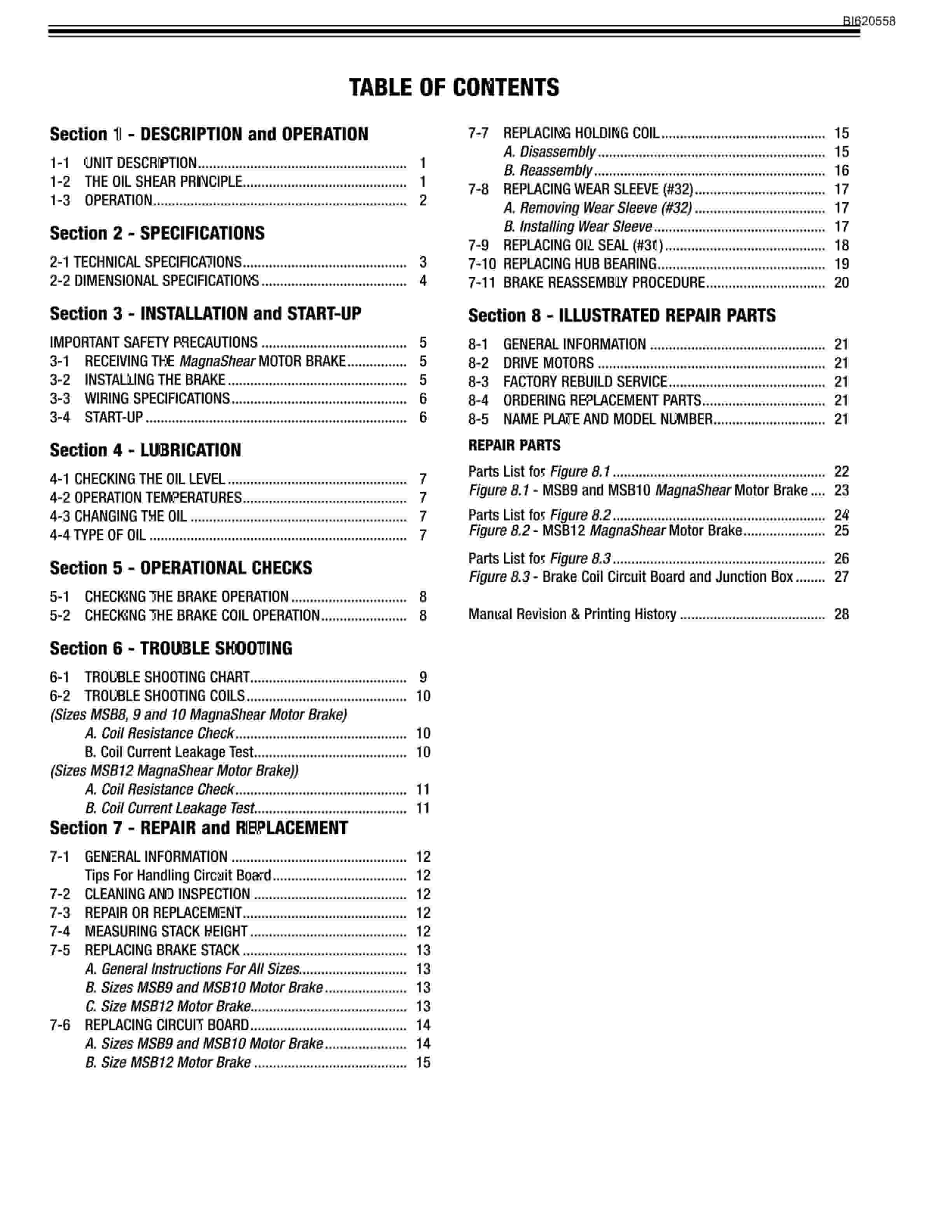 Bucyrus Belt System Spare Parts List BI620558-2