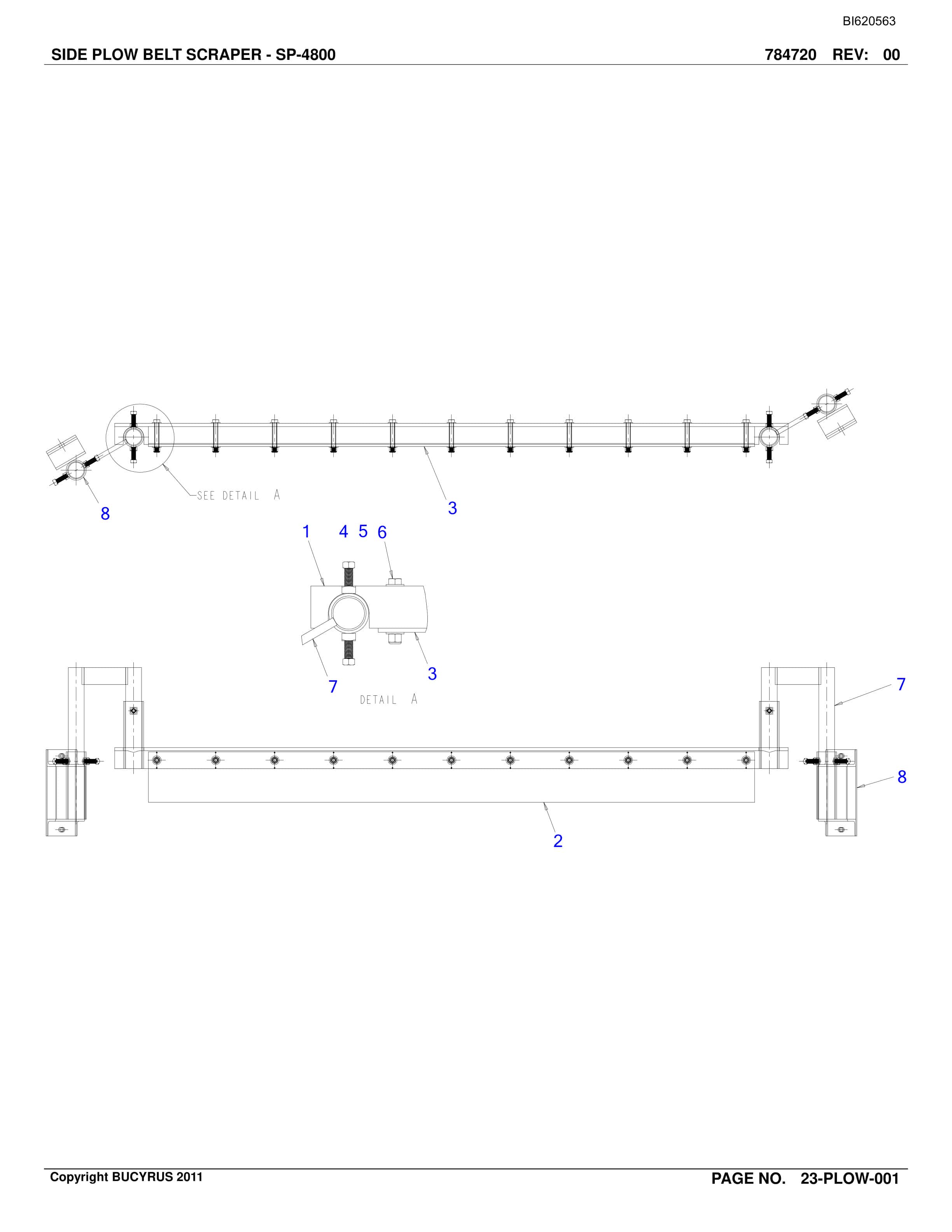 Bucyrus Belt System Spare Parts List BI620563-2