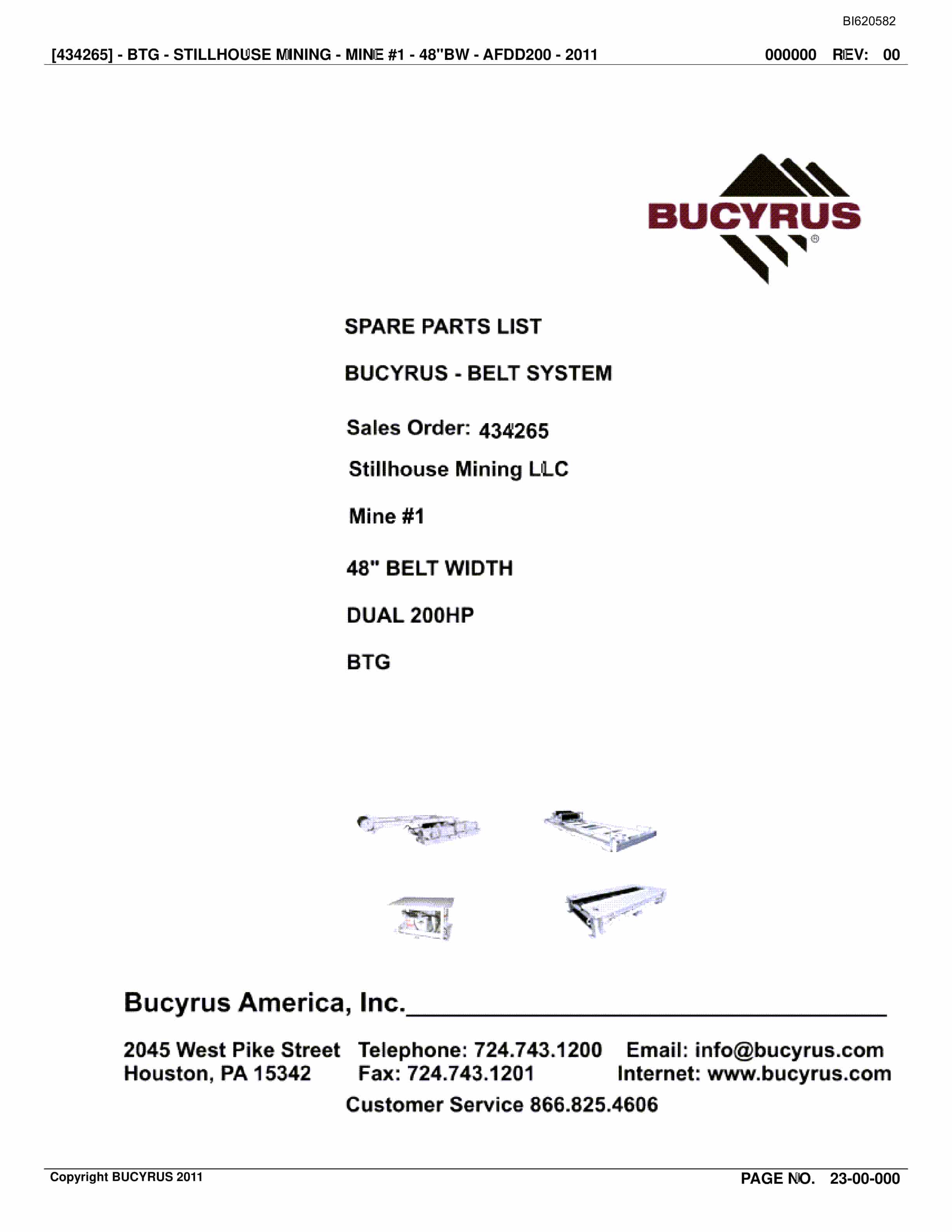 Bucyrus Belt System Spare Parts List BI620582
