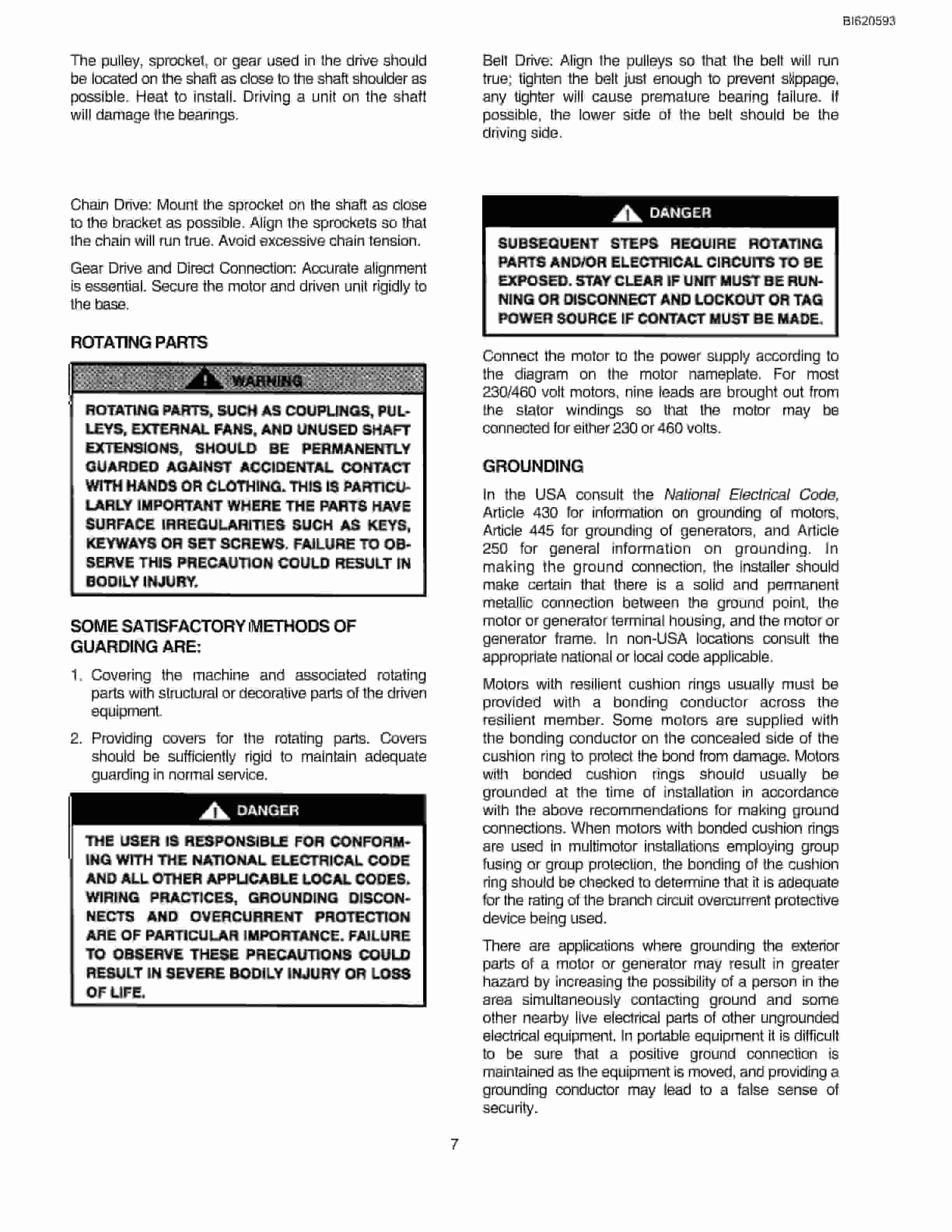 Bucyrus Belt System Spare Parts List BI620593-3
