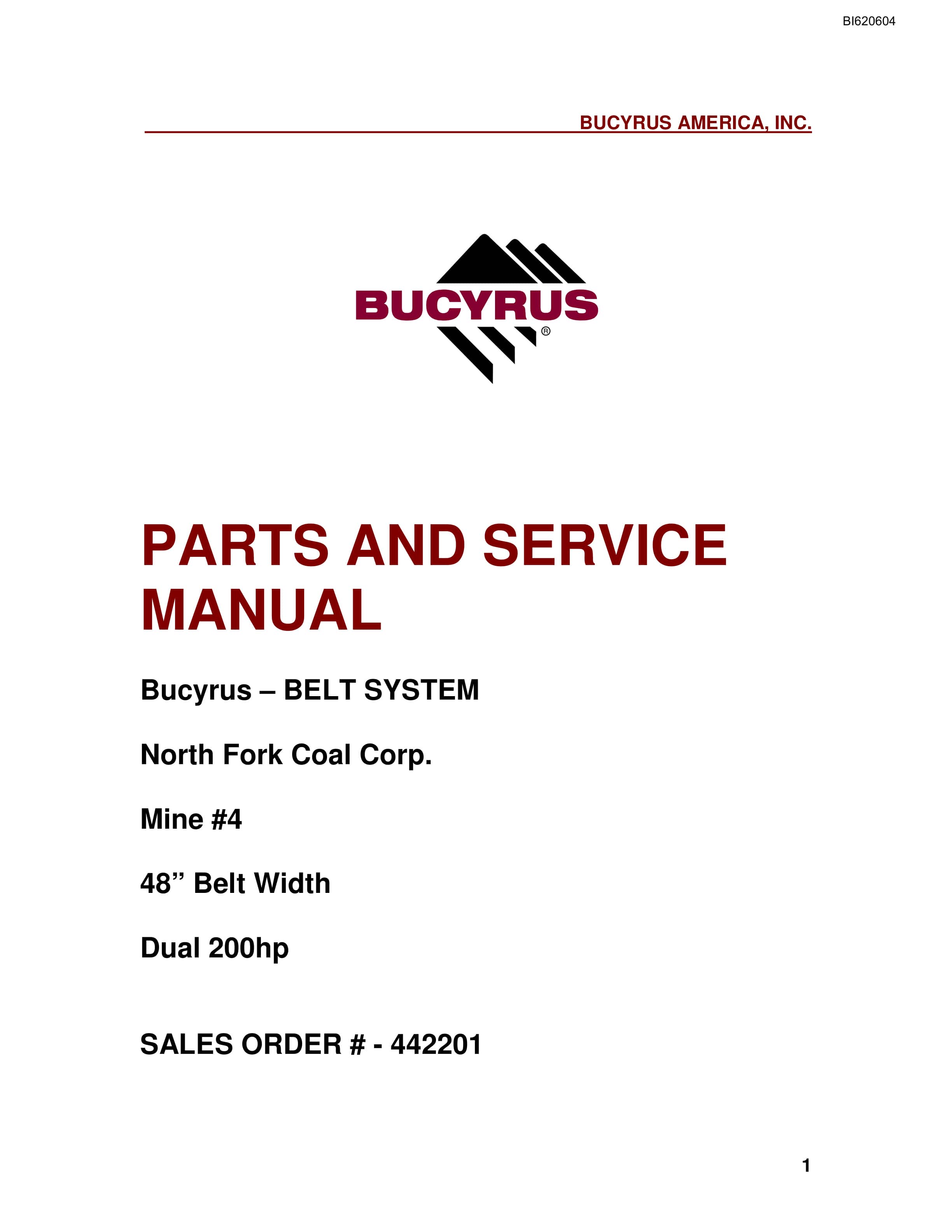 Bucyrus Belt System Spare Parts List BI620604