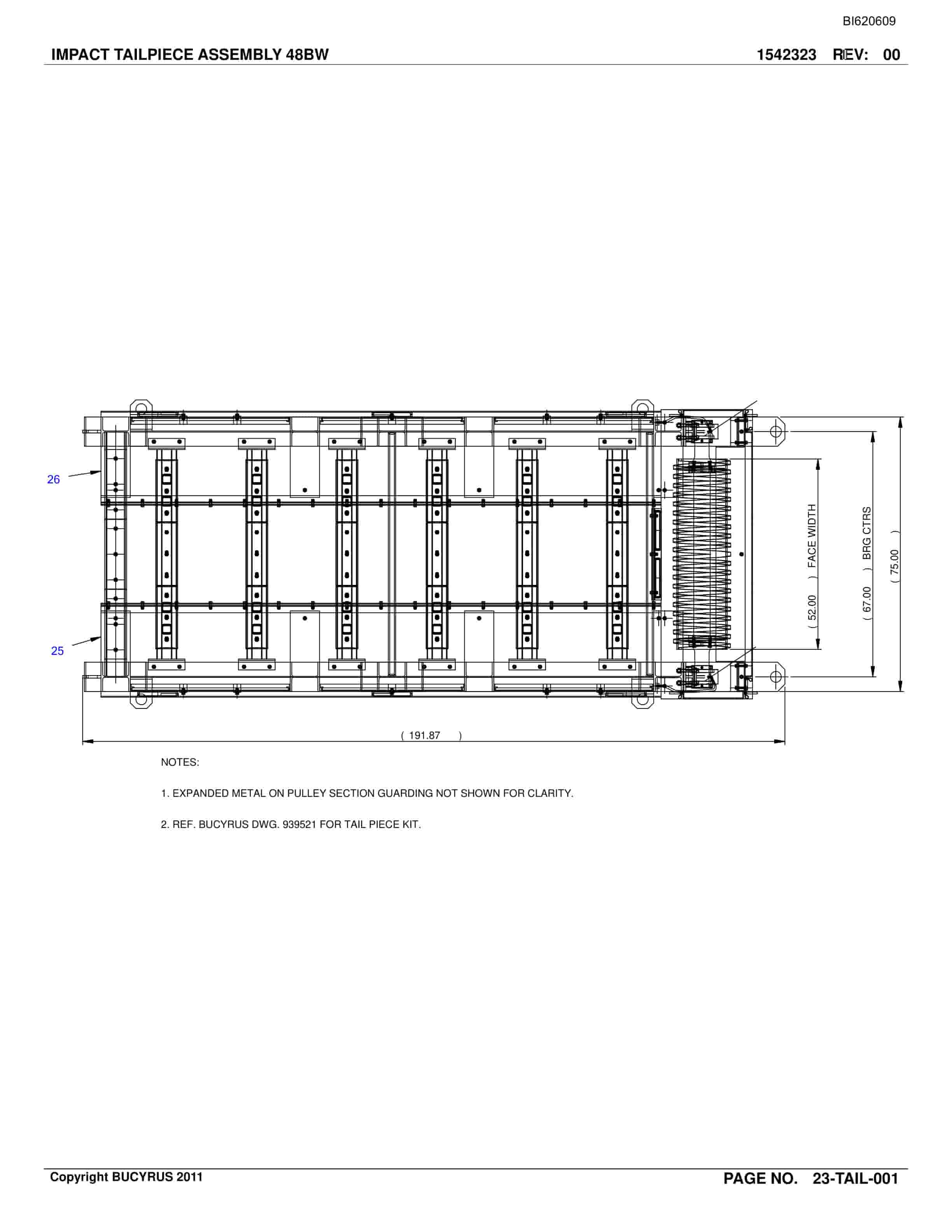 Bucyrus Belt System Spare Parts List BI620609-2