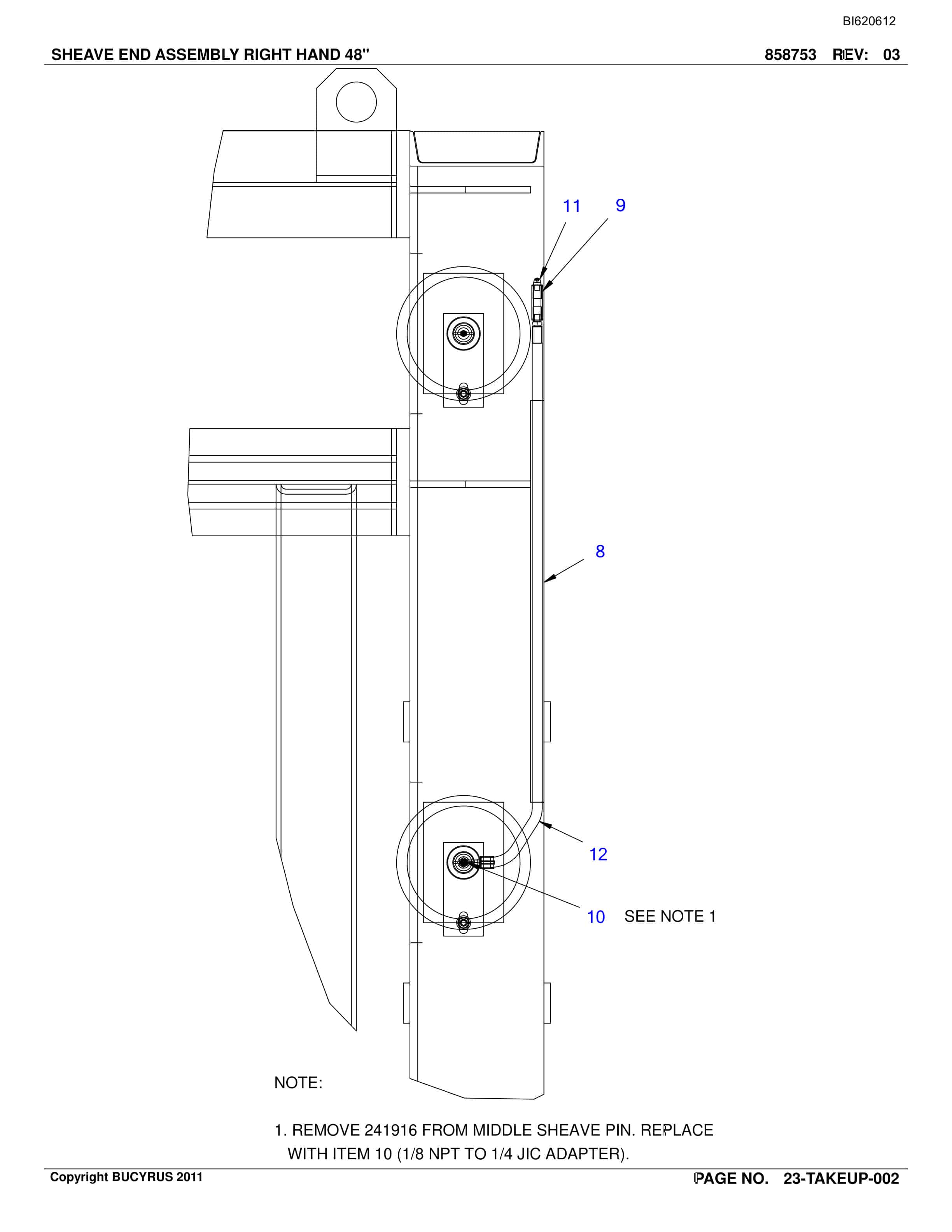 Bucyrus Belt System Spare Parts List BI620612-4