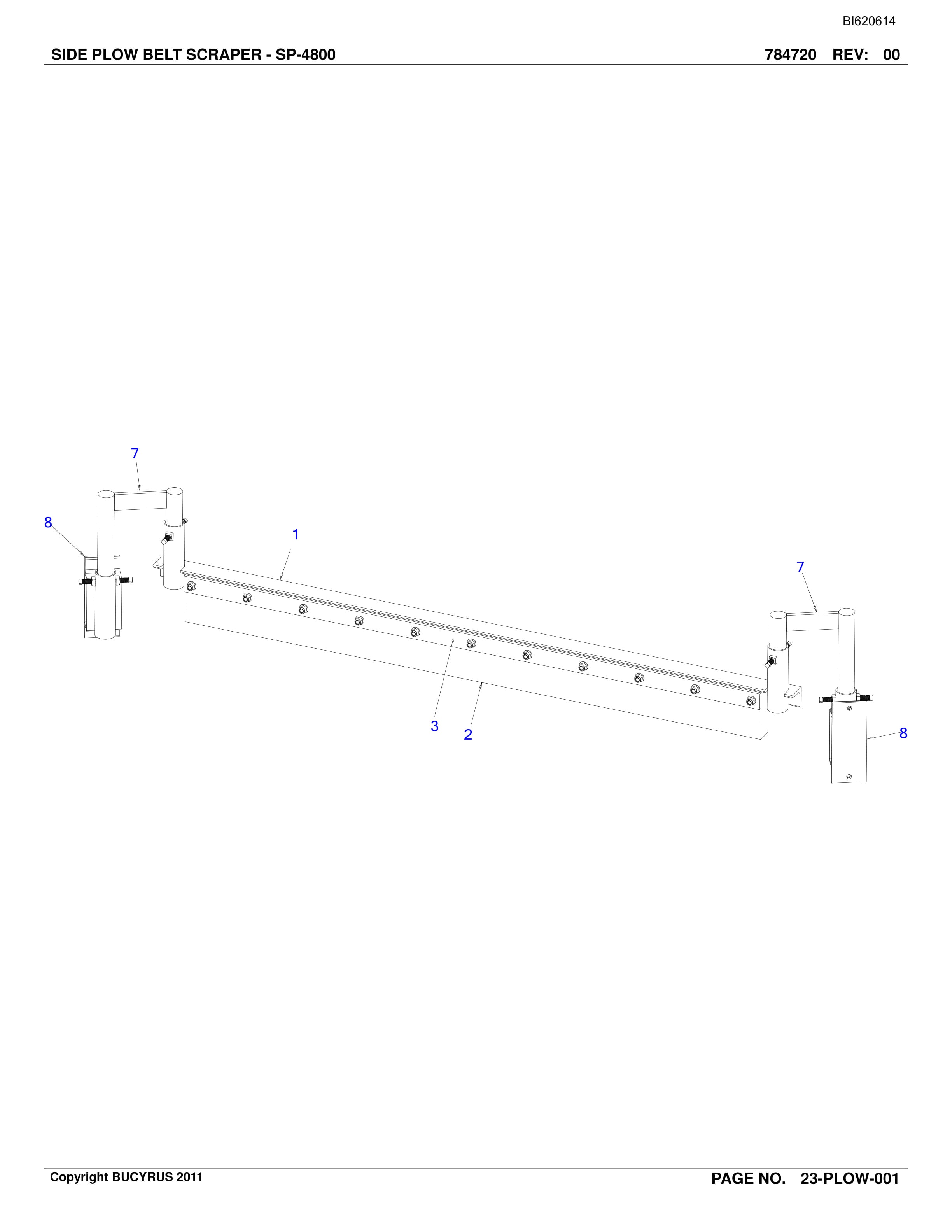 Bucyrus Belt System Spare Parts List BI620614-2