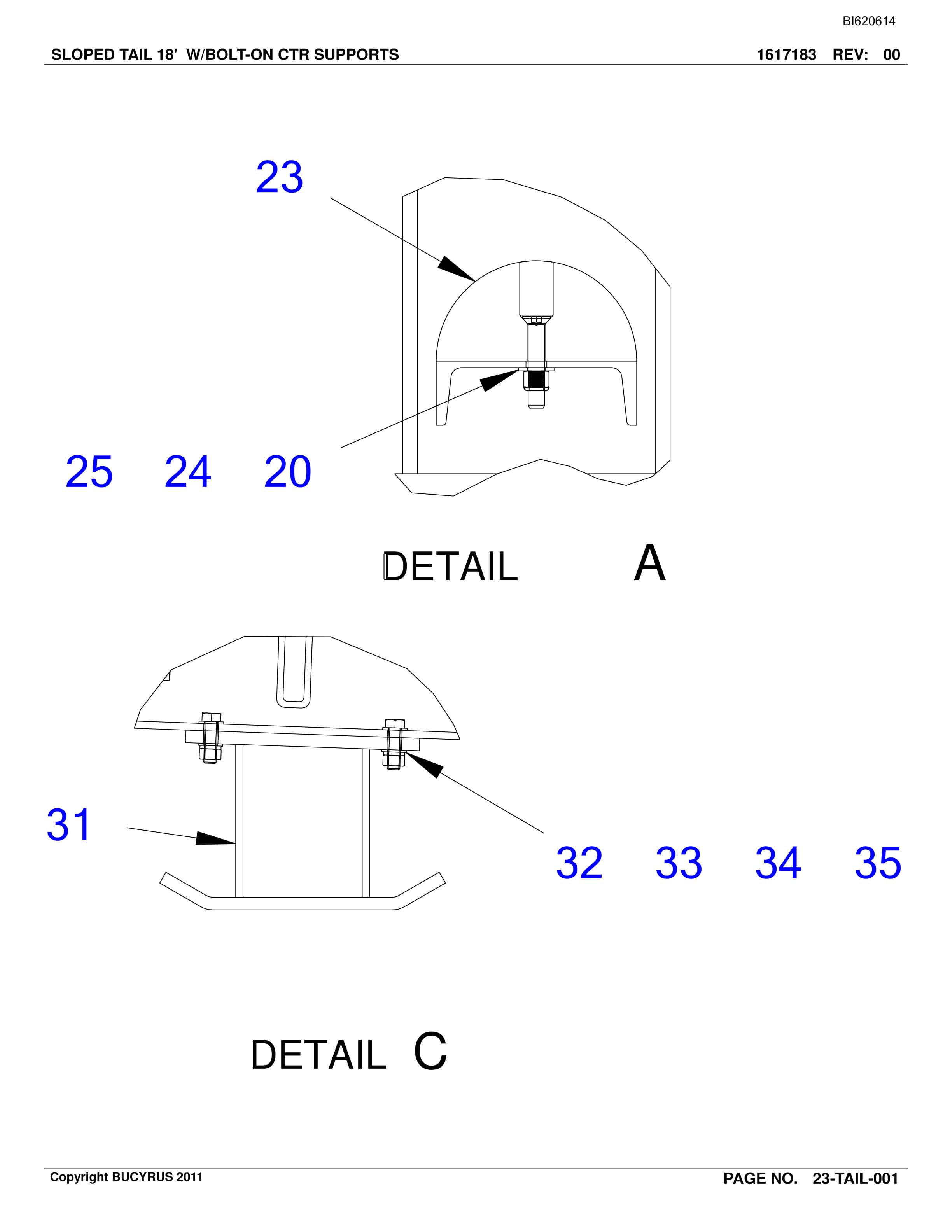 Bucyrus Belt System Spare Parts List BI620614-3