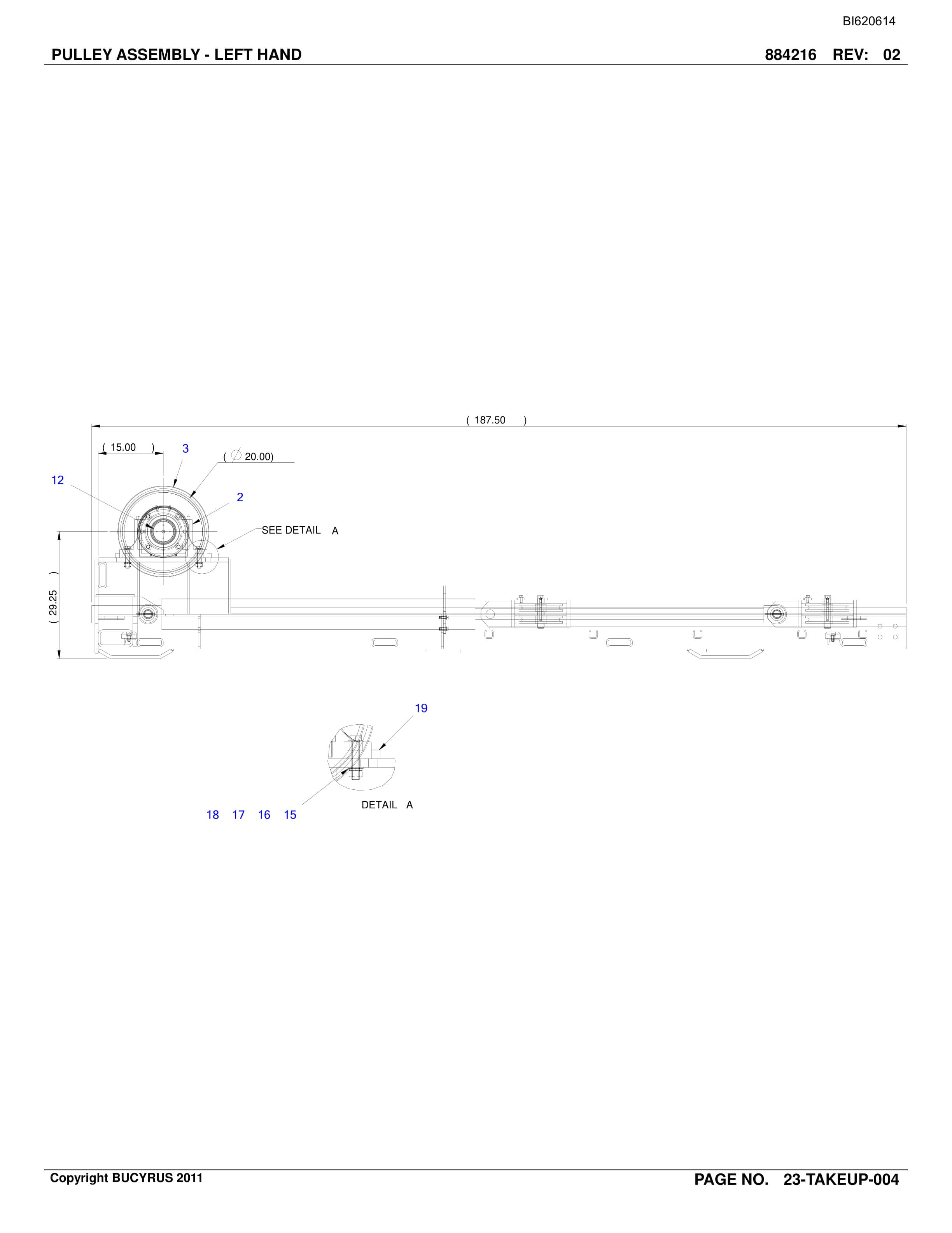 Bucyrus Belt System Spare Parts List BI620614-5