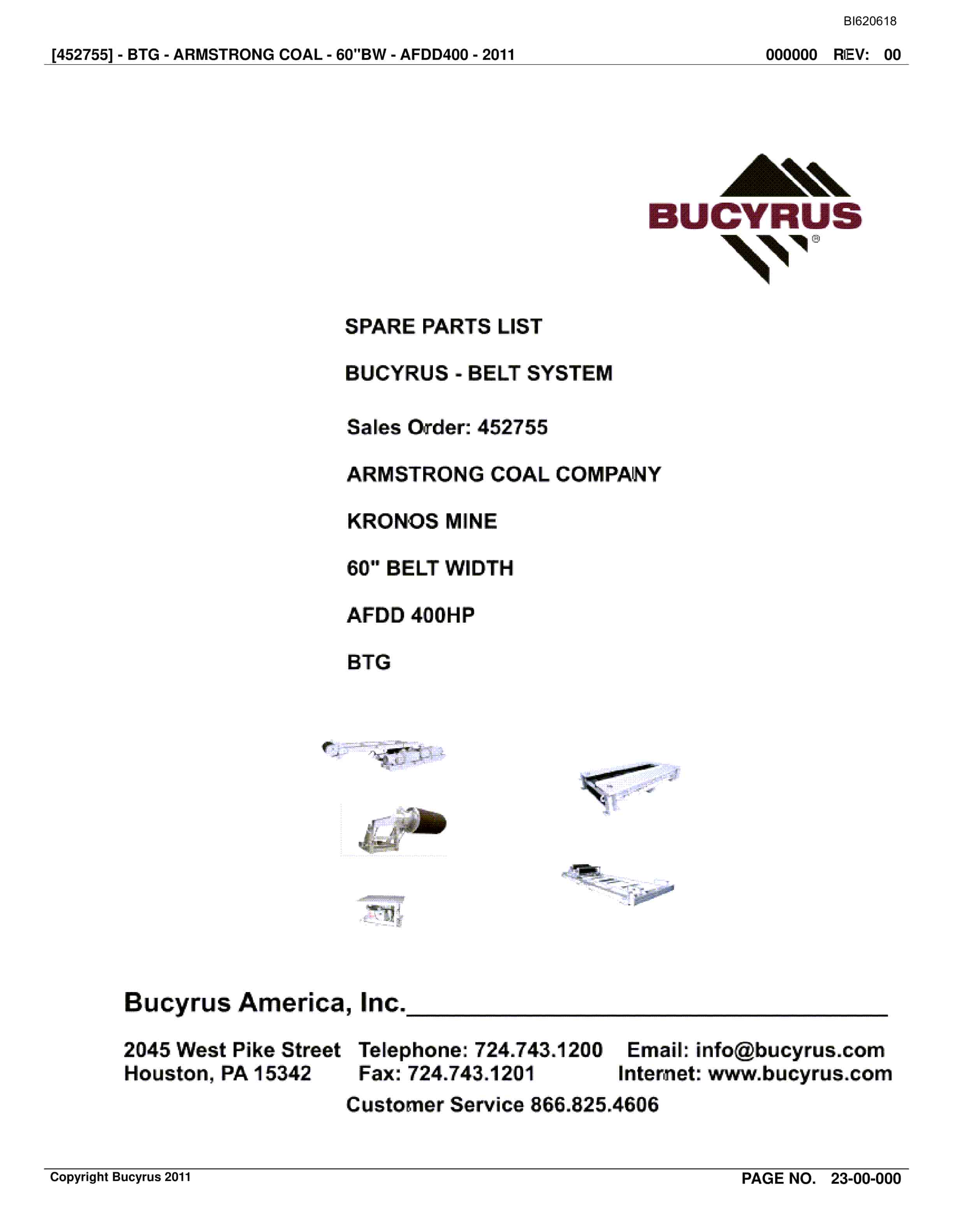 Bucyrus Belt System Spare Parts List BI620618