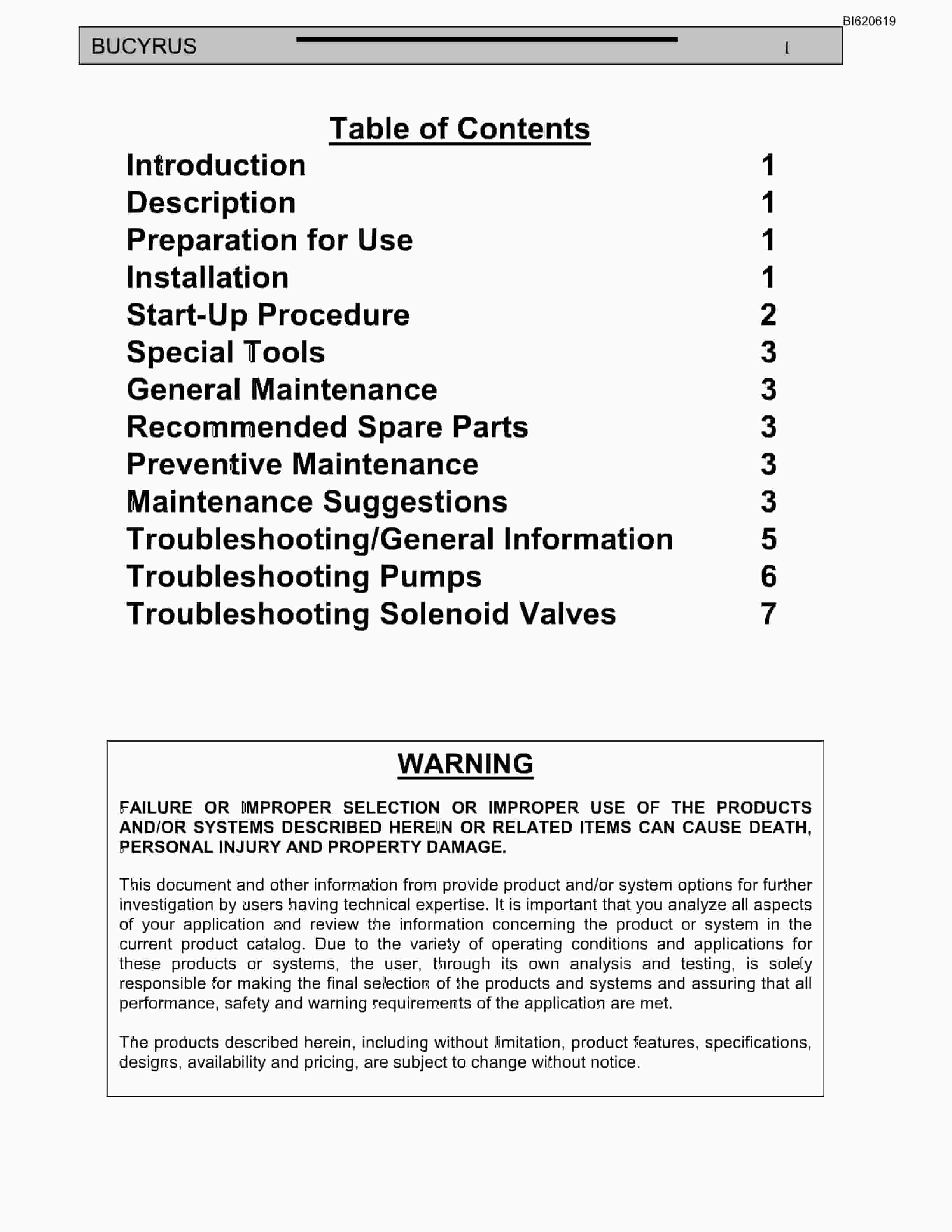 Bucyrus Belt System Spare Parts List BI620619-3