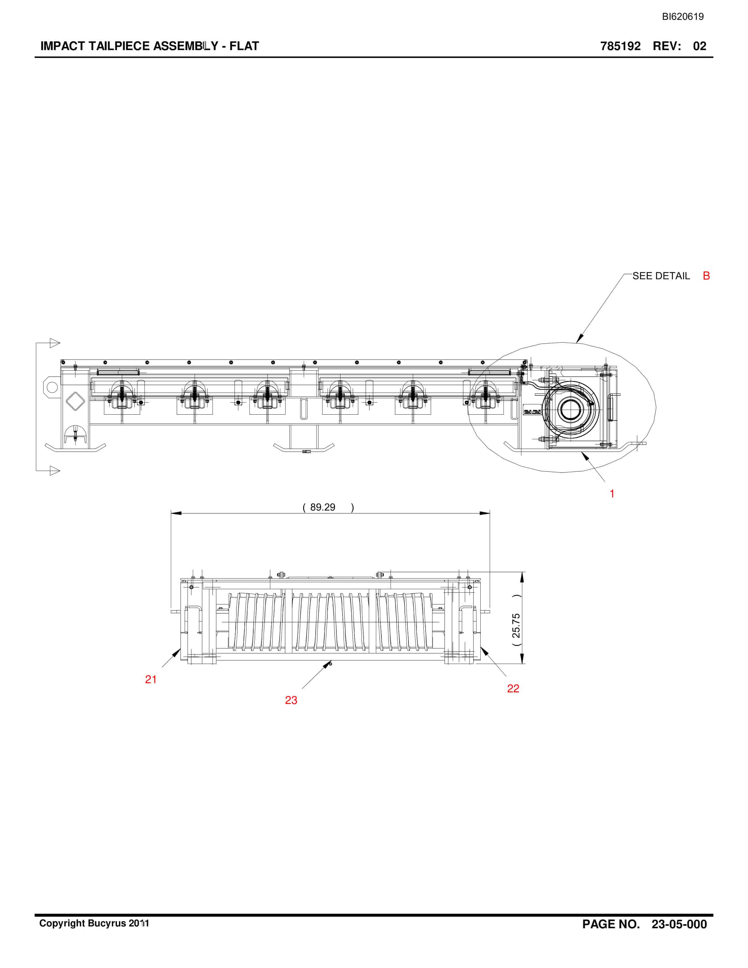 Bucyrus Belt System Spare Parts List BI620619-4
