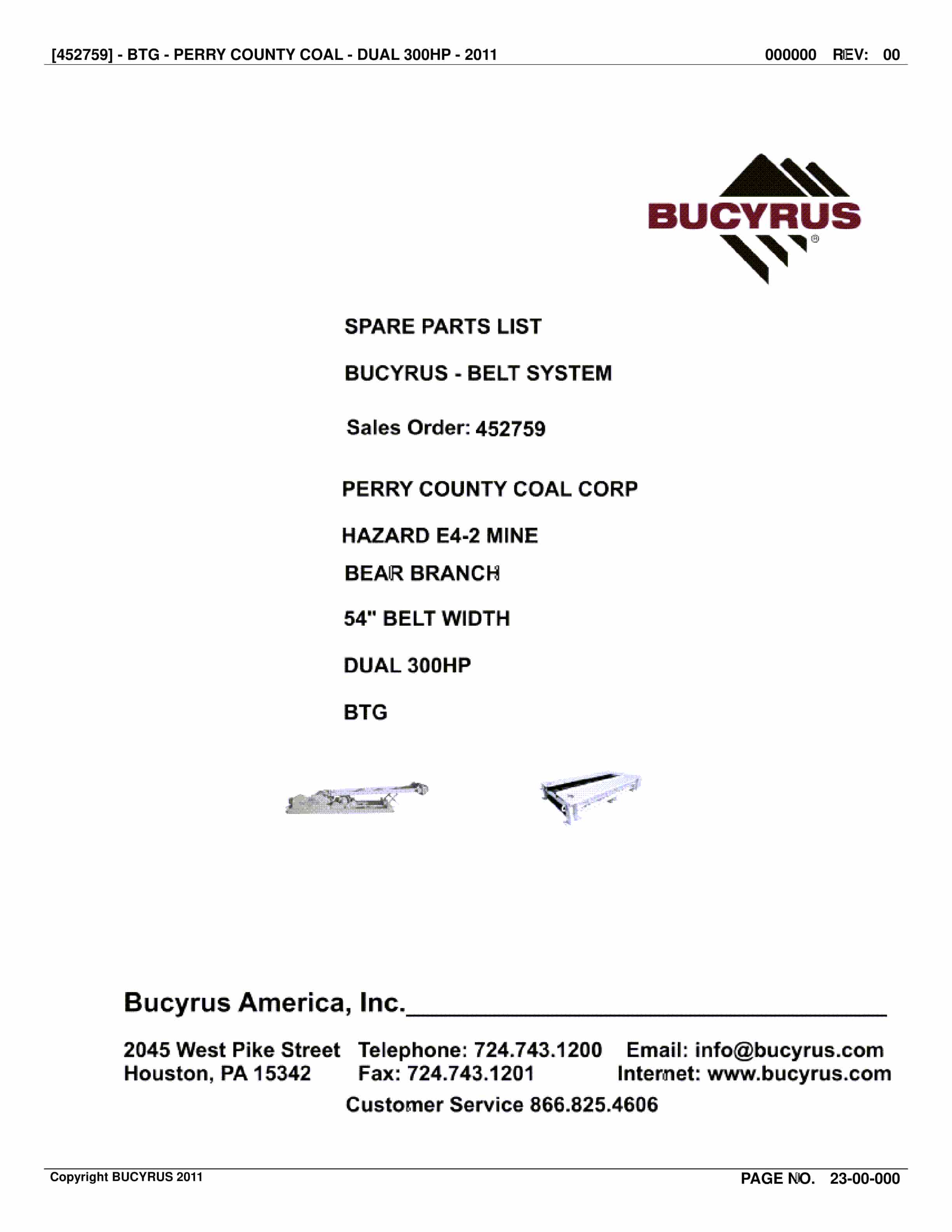 Bucyrus Belt System Spare Parts List BI620620