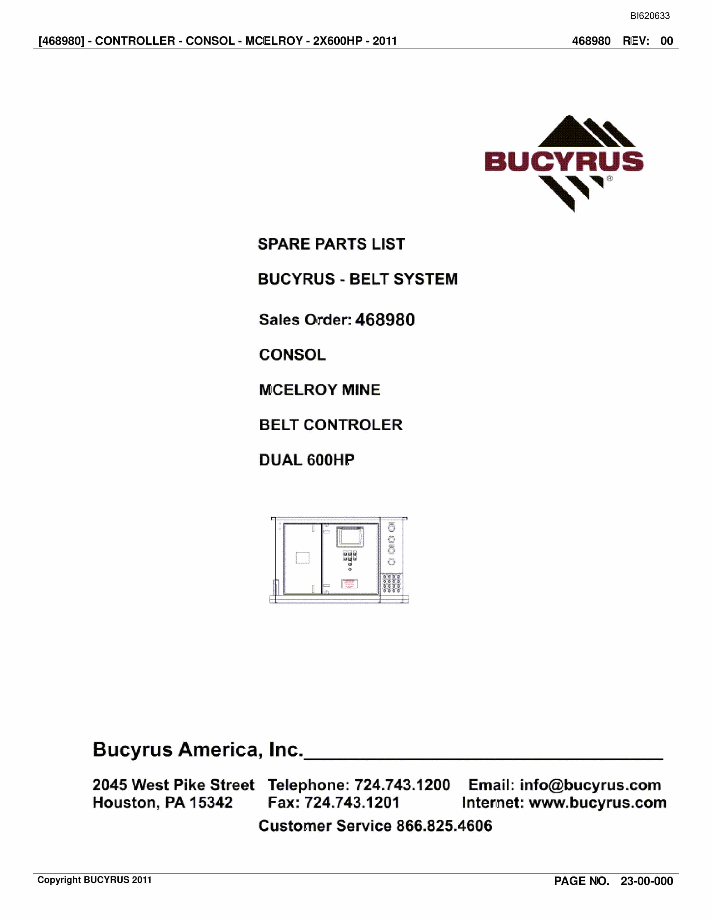 Bucyrus Belt System Spare Parts List BI620633