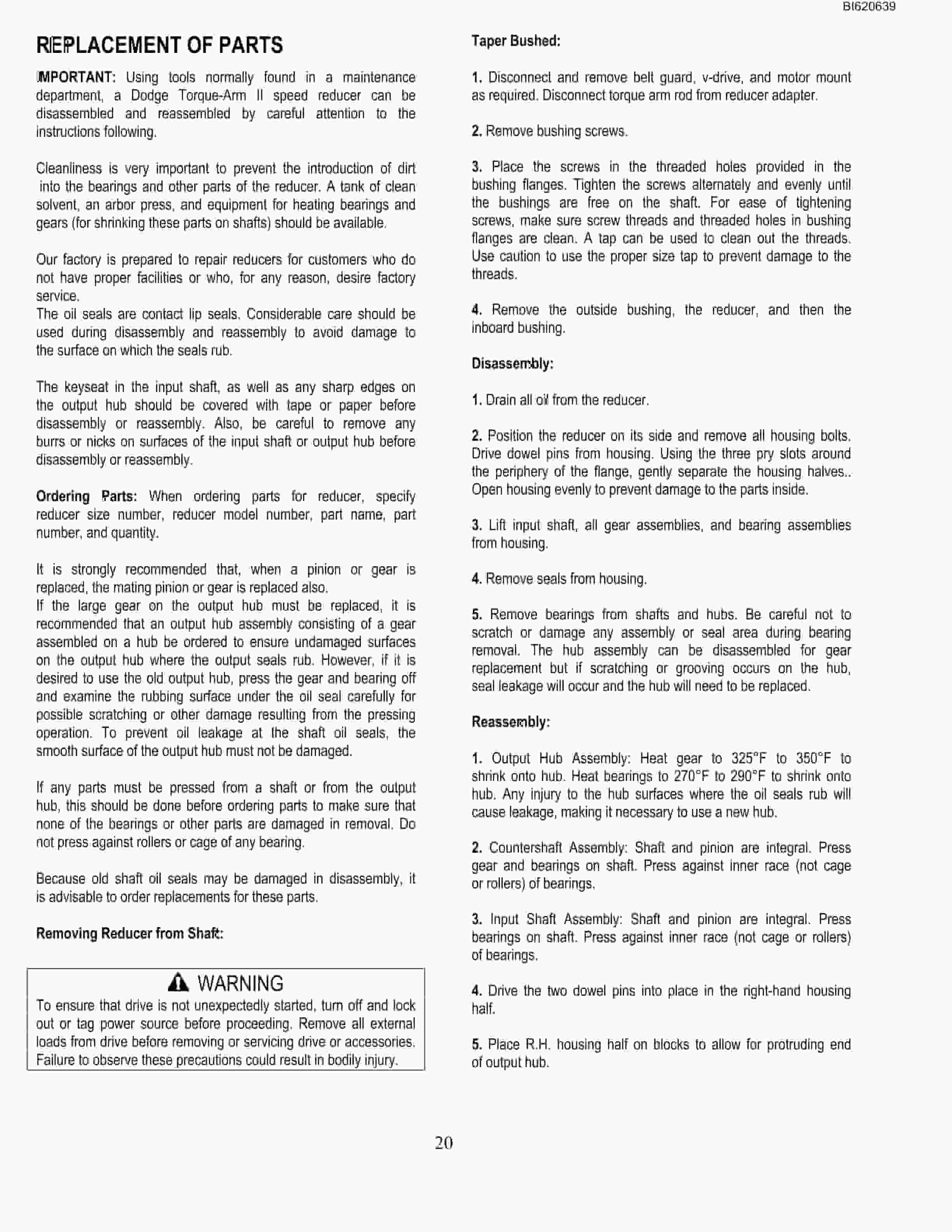 Bucyrus Belt System Spare Parts List BI620639-2