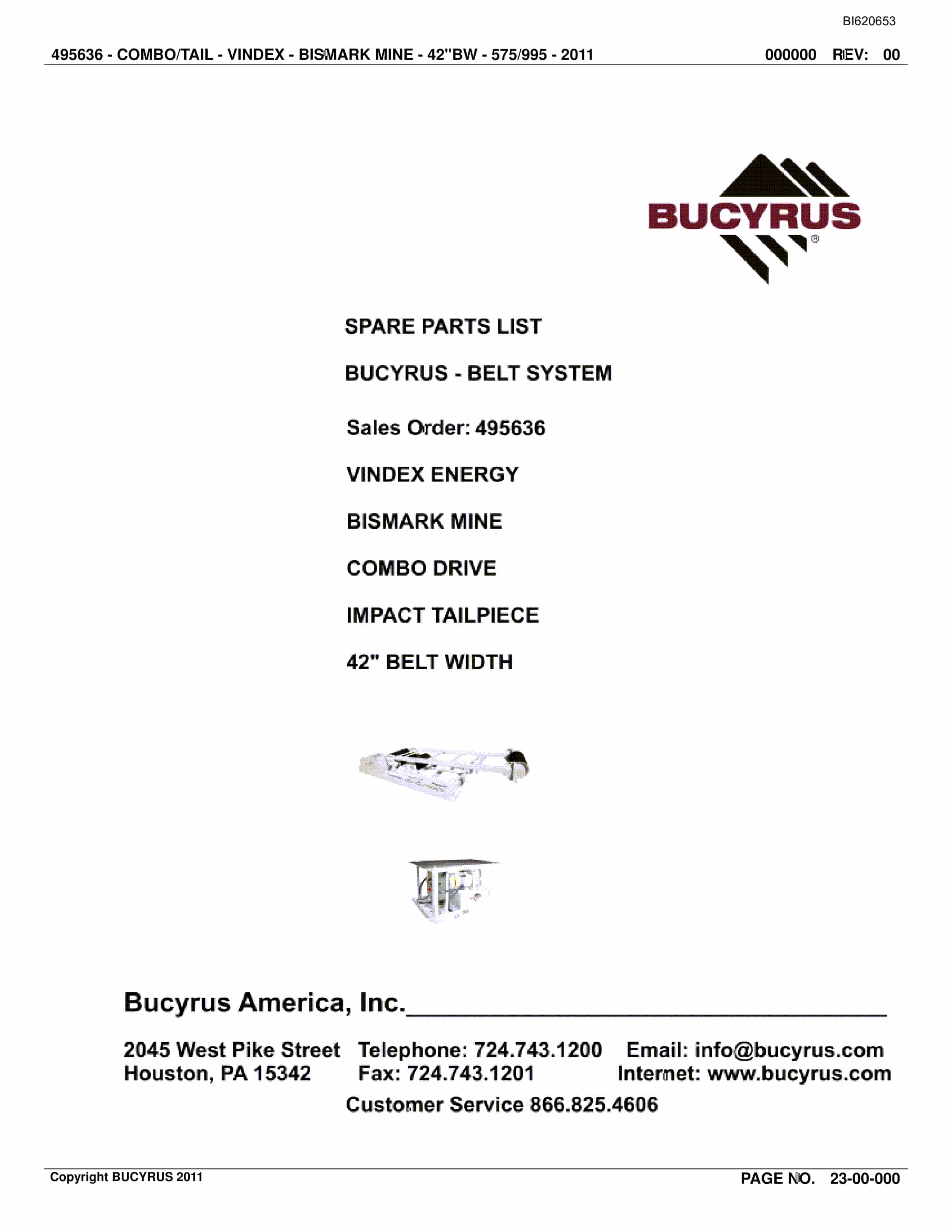 Bucyrus Belt System Spare Parts List BI620643