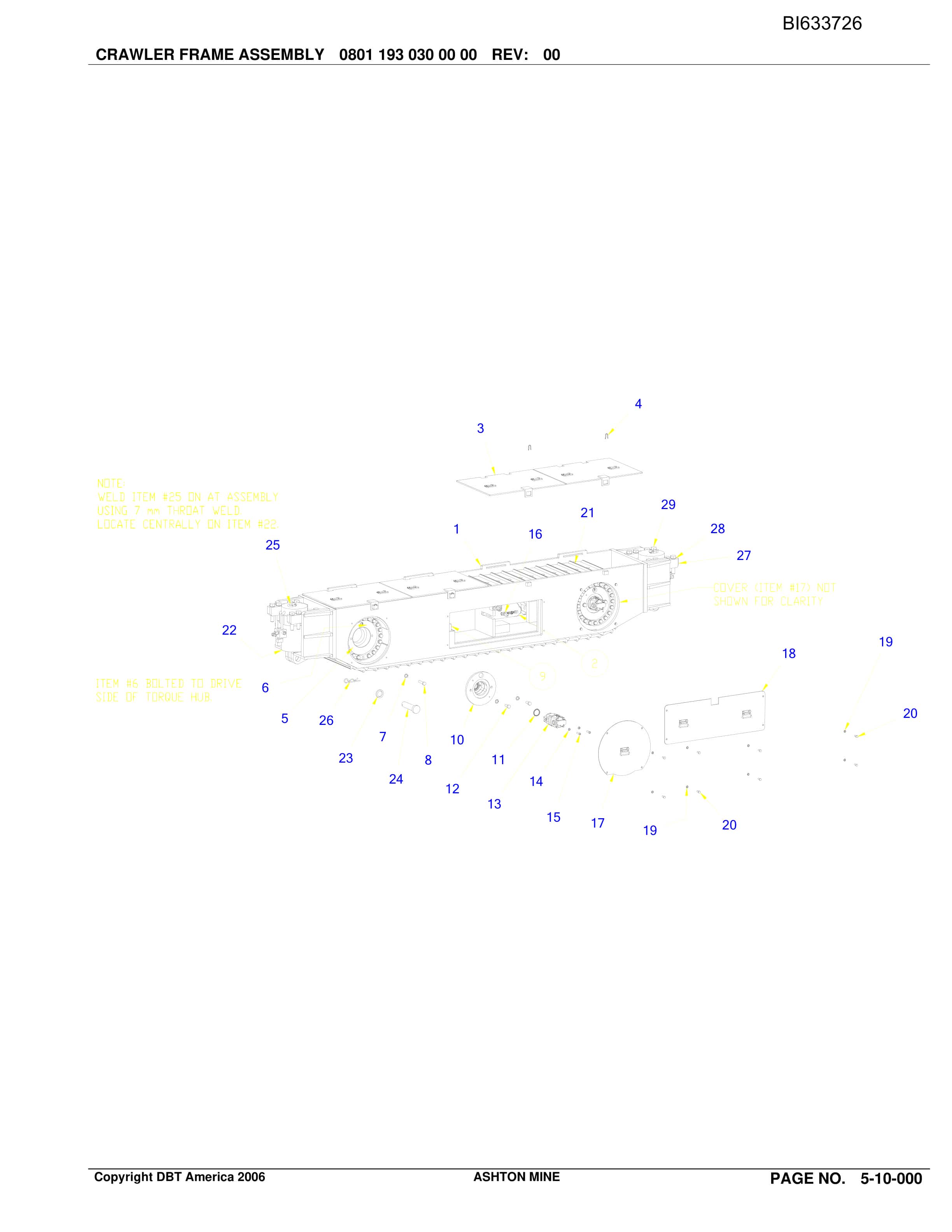 Bucyrus Belt Tail Piece Arrangement Parts Catalog BI633726-2
