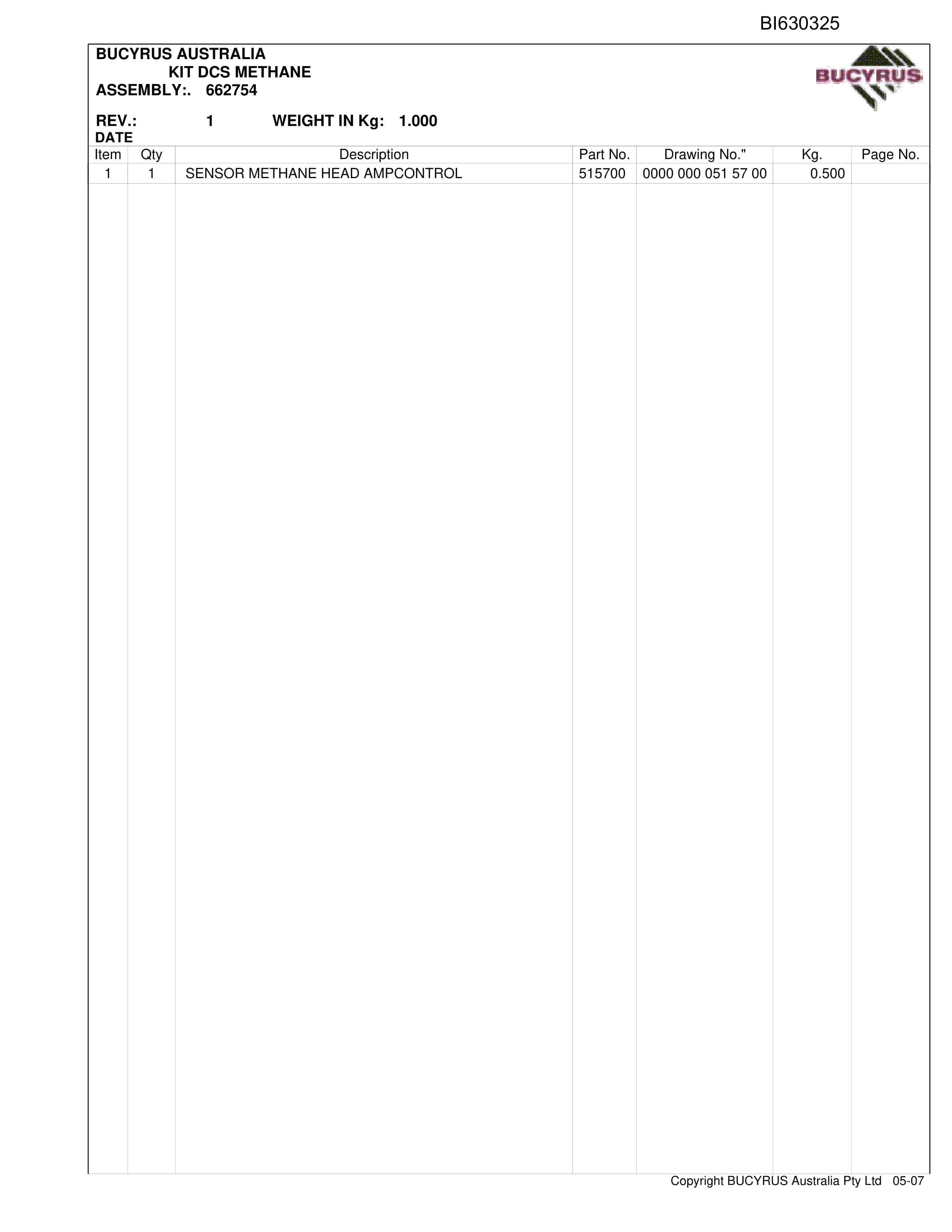 Bucyrus Blakefield South FBL55 Parts Catalog BI630325-4