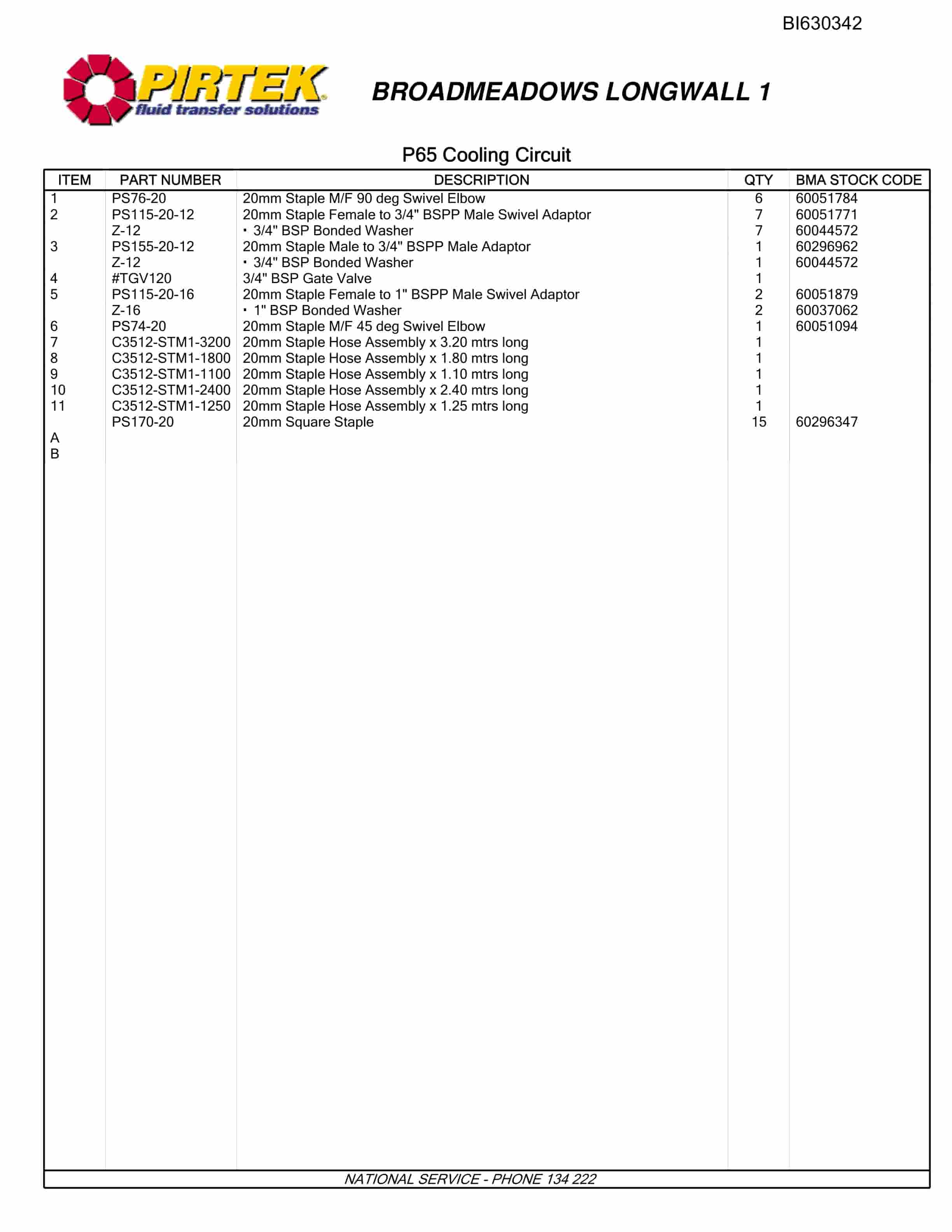 Bucyrus Broadmeadow Set 1 Parts Catalog BI630342-4