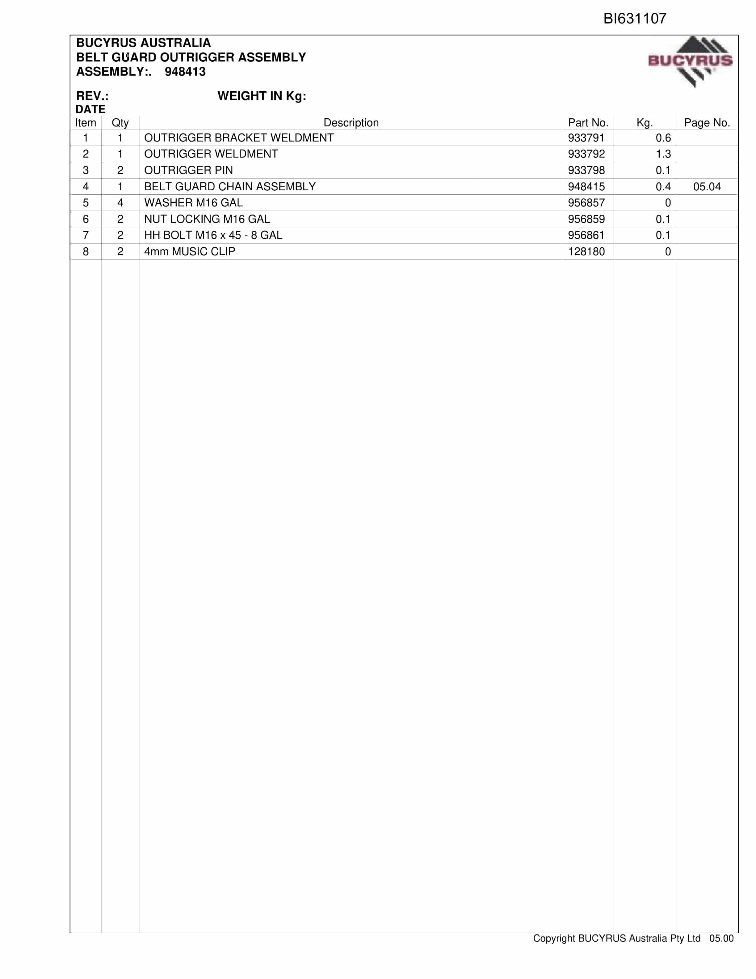 Bucyrus Broadmeadow Set 2 Monorail Belt Guarding Screen Parts Catalog BI631107-3