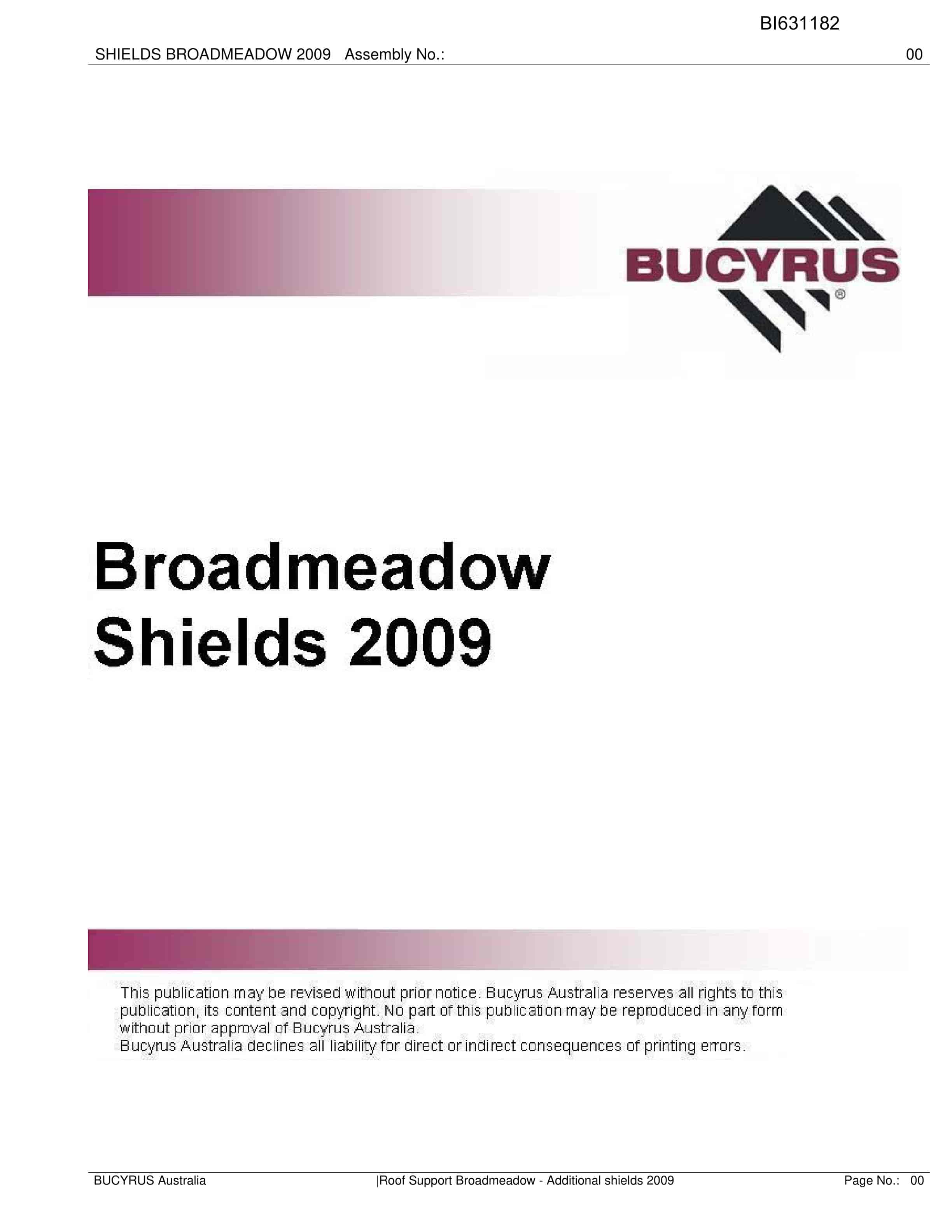 Bucyrus Broadmeadow Shields 2009 Parts Catalog BI631182