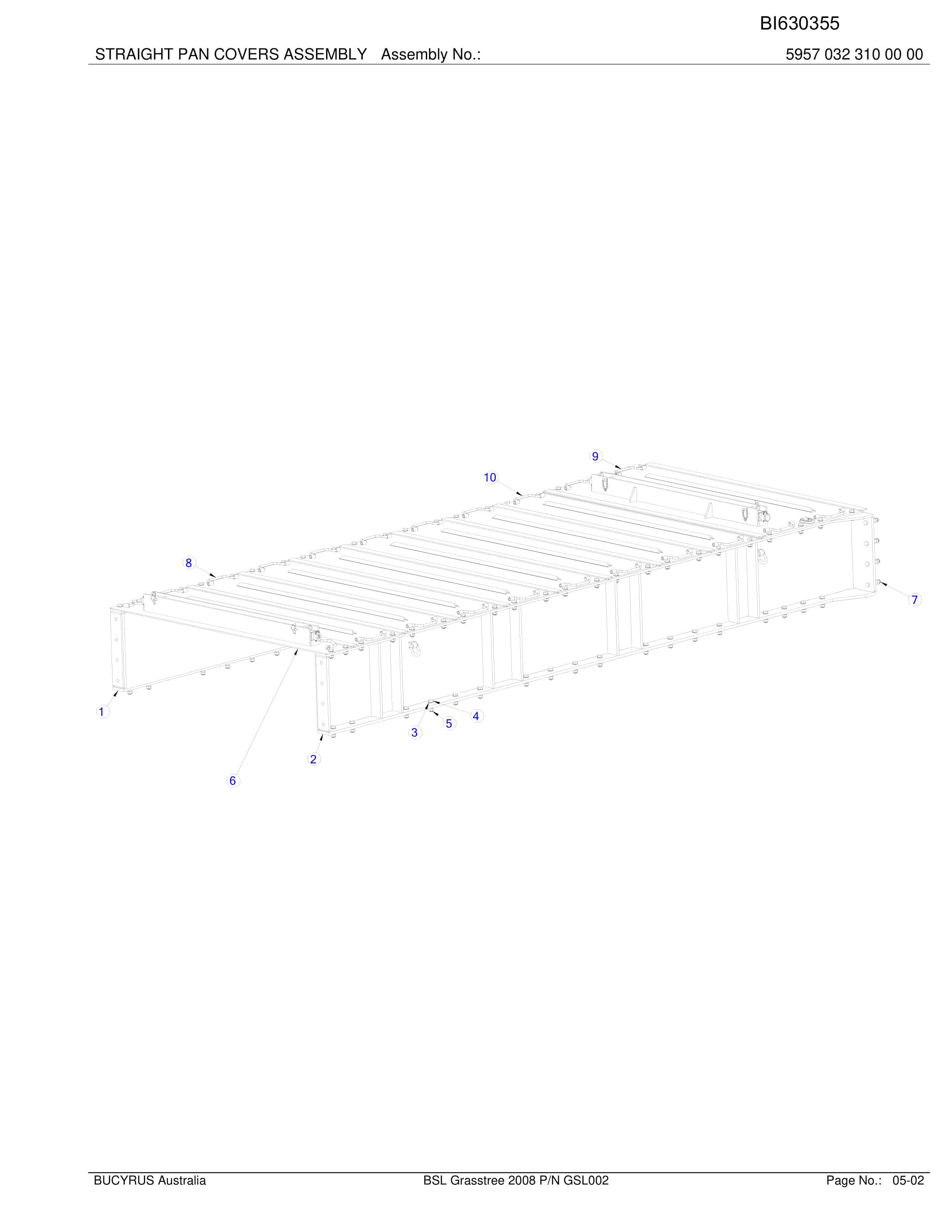 Bucyrus BSL Grasstree 2008 Parts Catalog BI630355-2