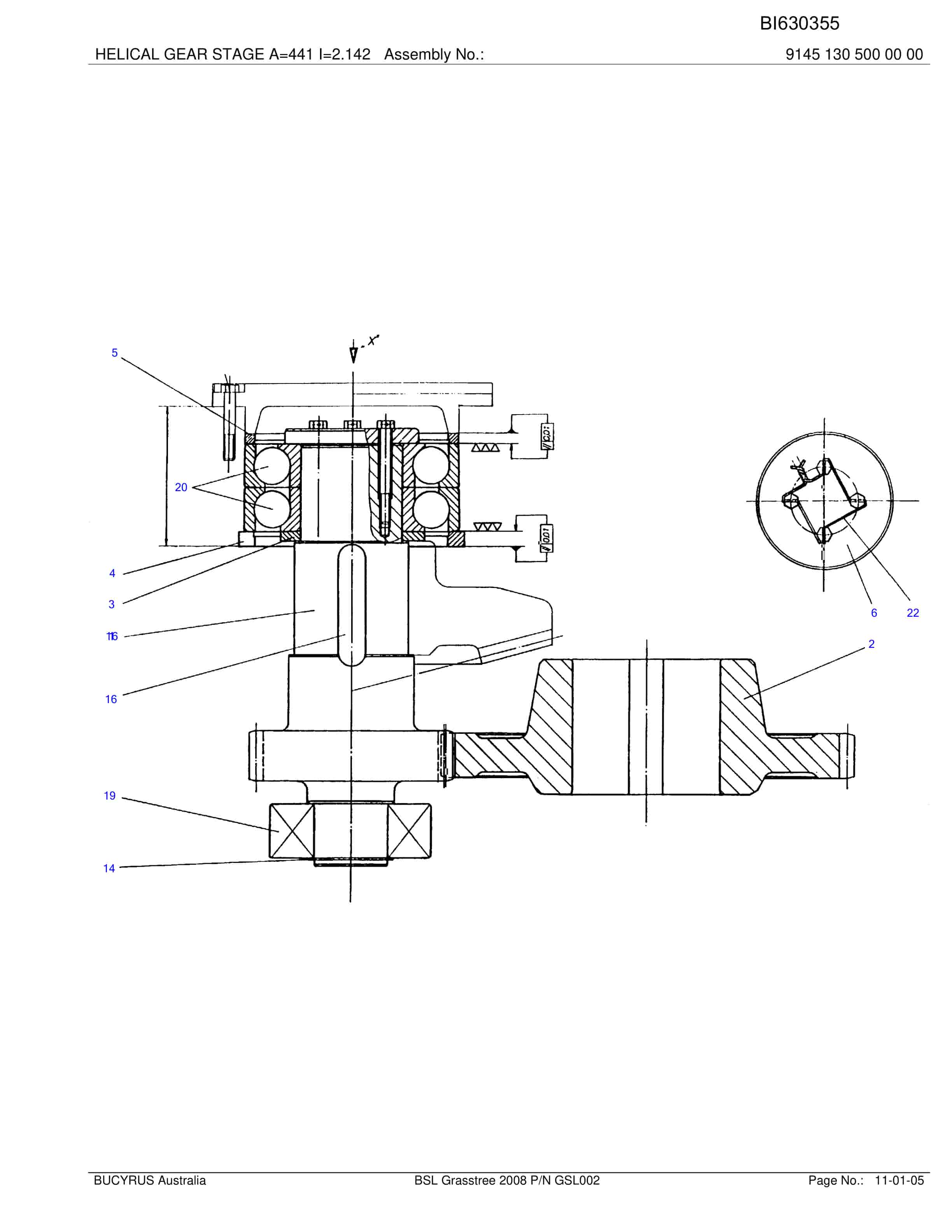 Bucyrus BSL Grasstree 2008 Parts Catalog BI630355-5