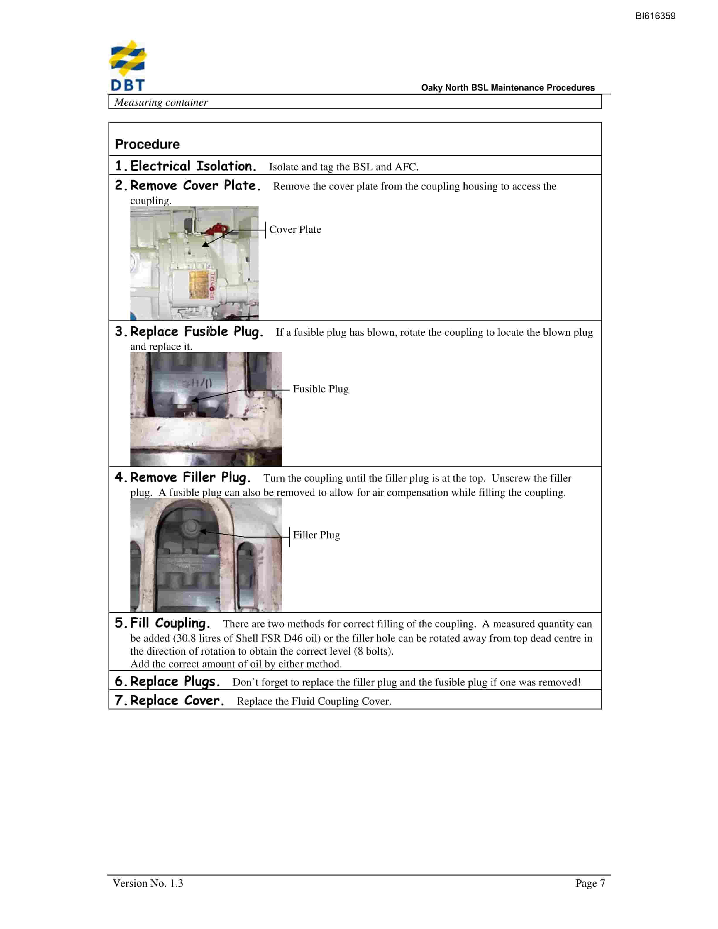 Bucyrus BSL Maintenance Procedures Technical Manual BI616359-2