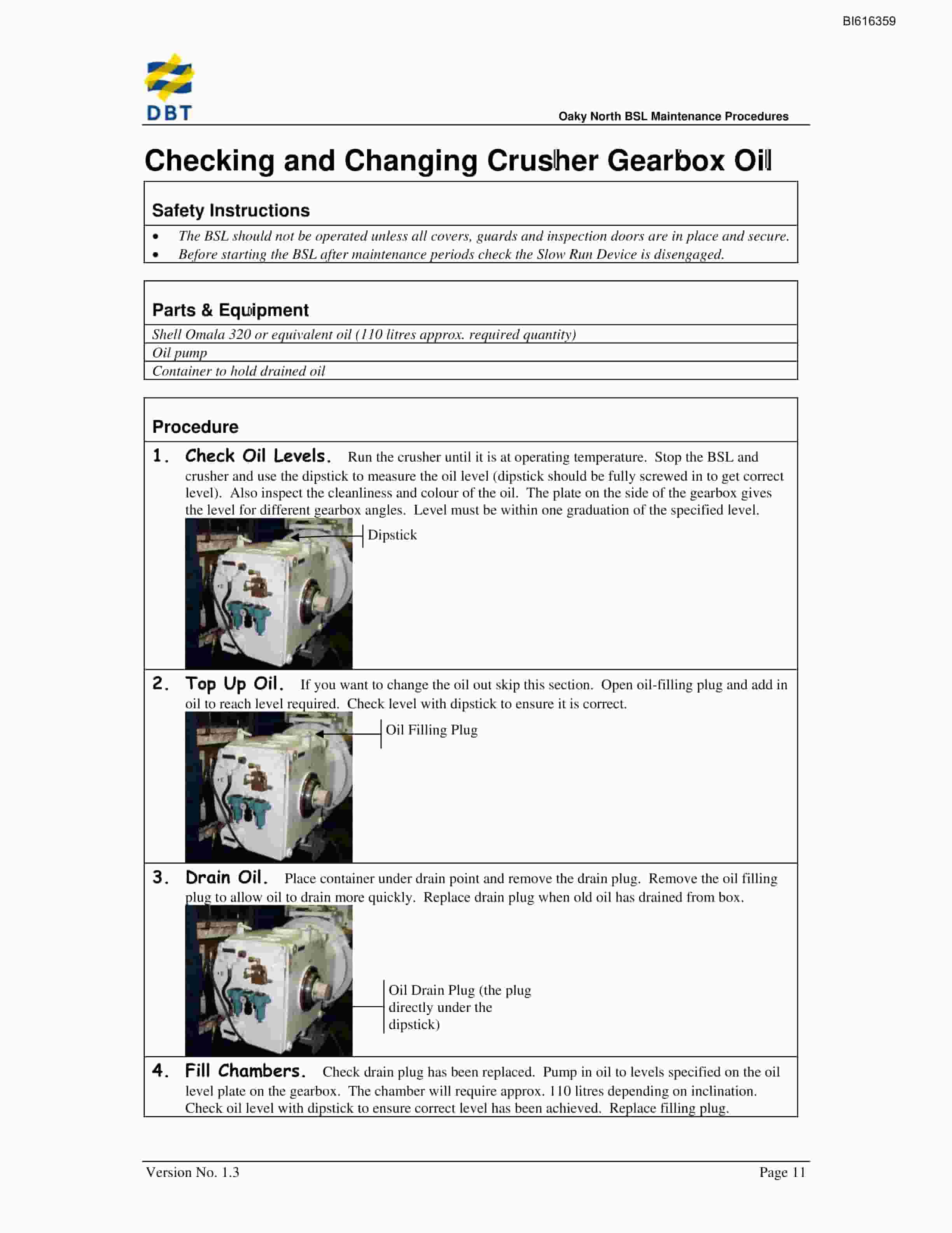 Bucyrus BSL Maintenance Procedures Technical Manual BI616359-4