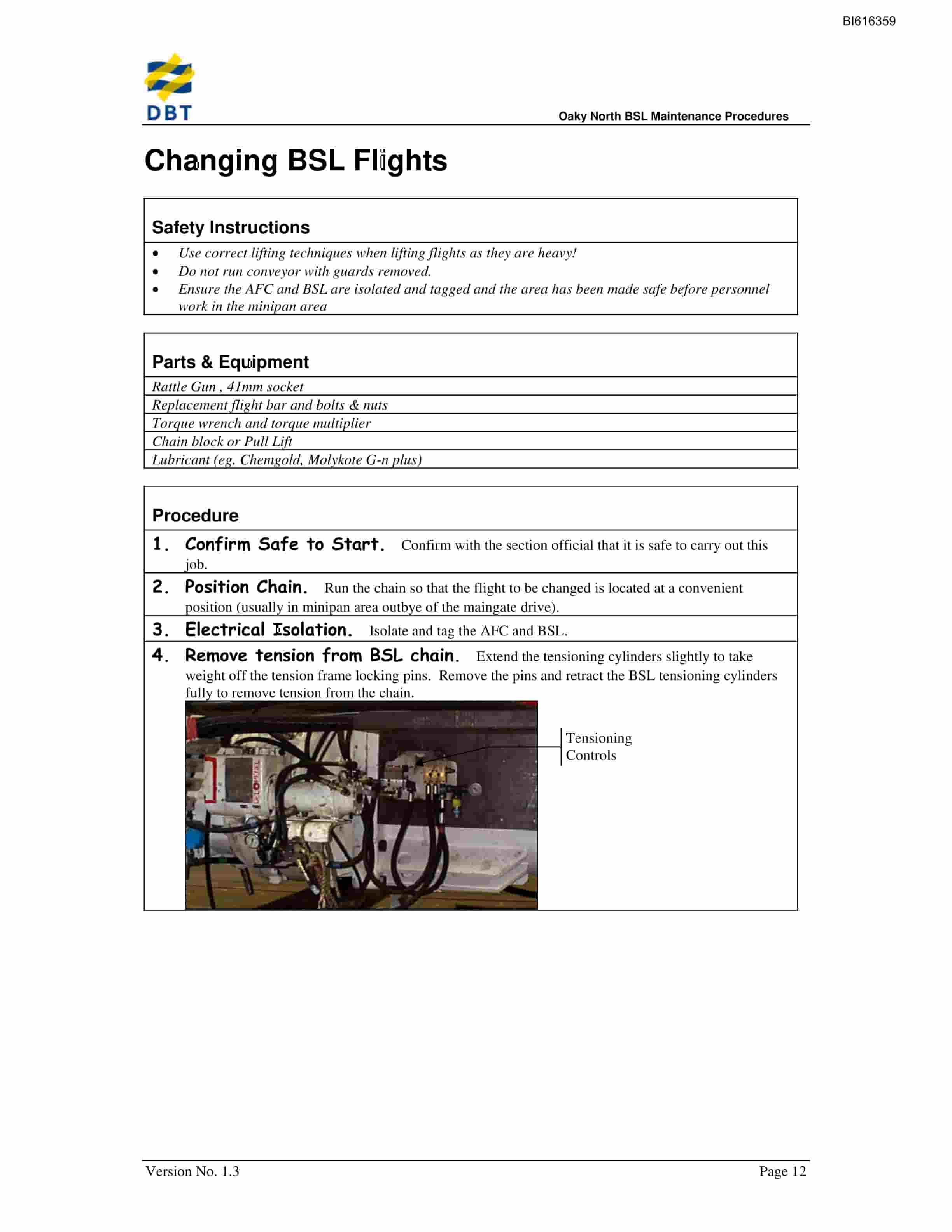 Bucyrus BSL Maintenance Procedures Technical Manual BI616359-5