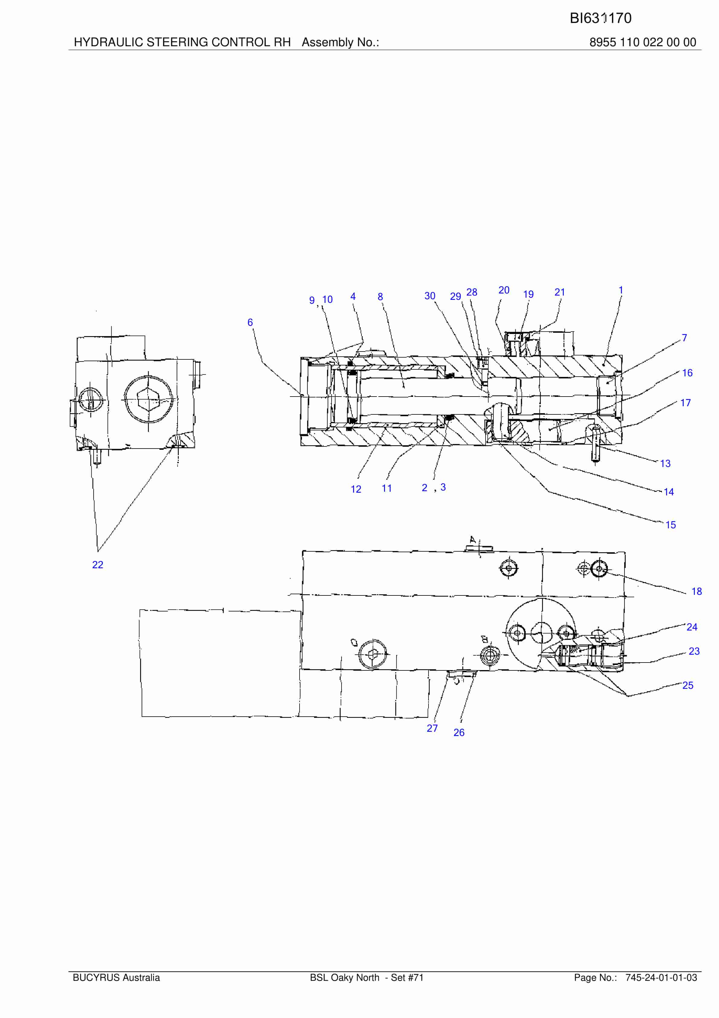 Bucyrus BSL Oaky North - Set 71 Parts Catalog BI631170-3
