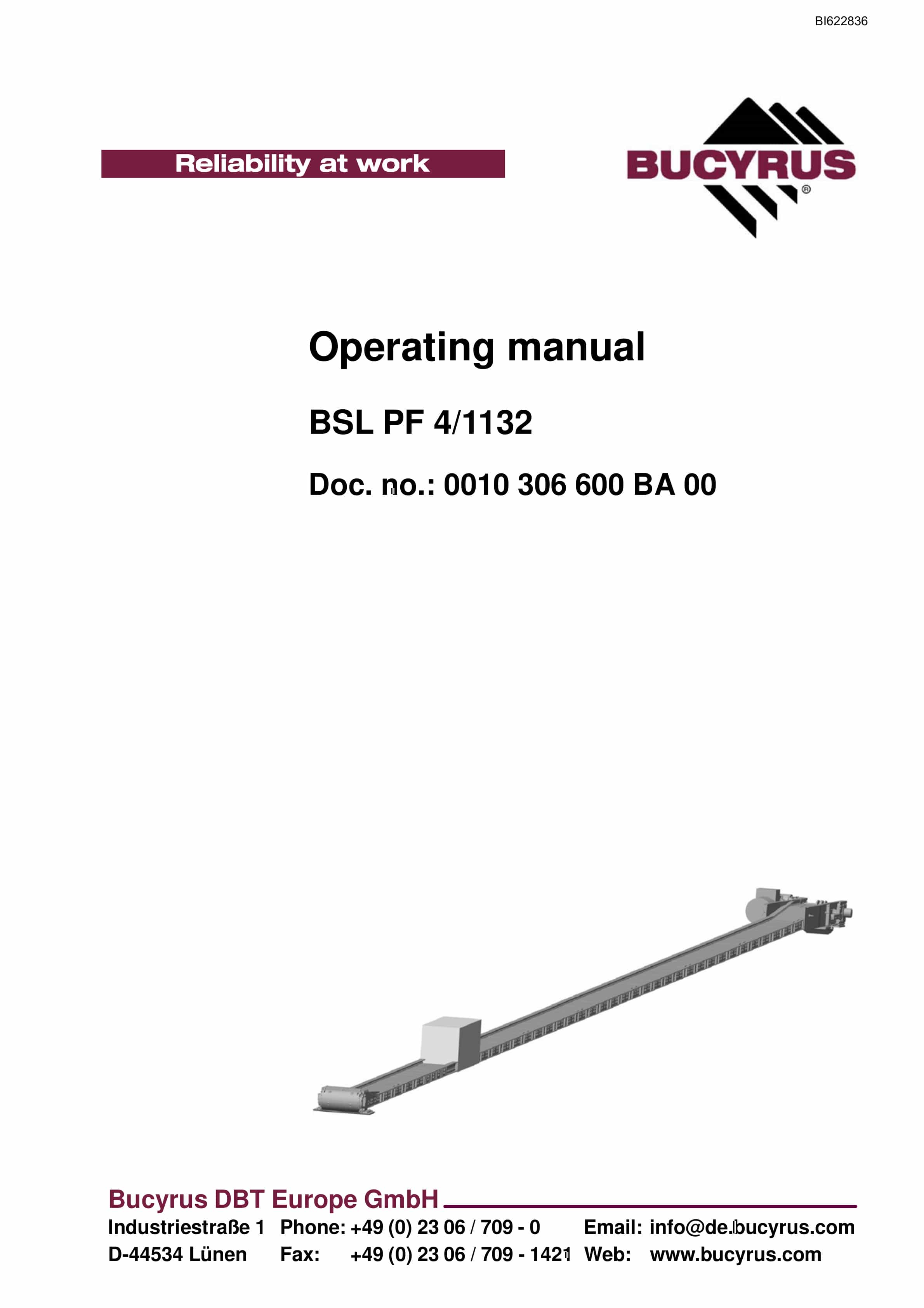 Bucyrus BSL PF 4-1132 Operating Manual BI622836