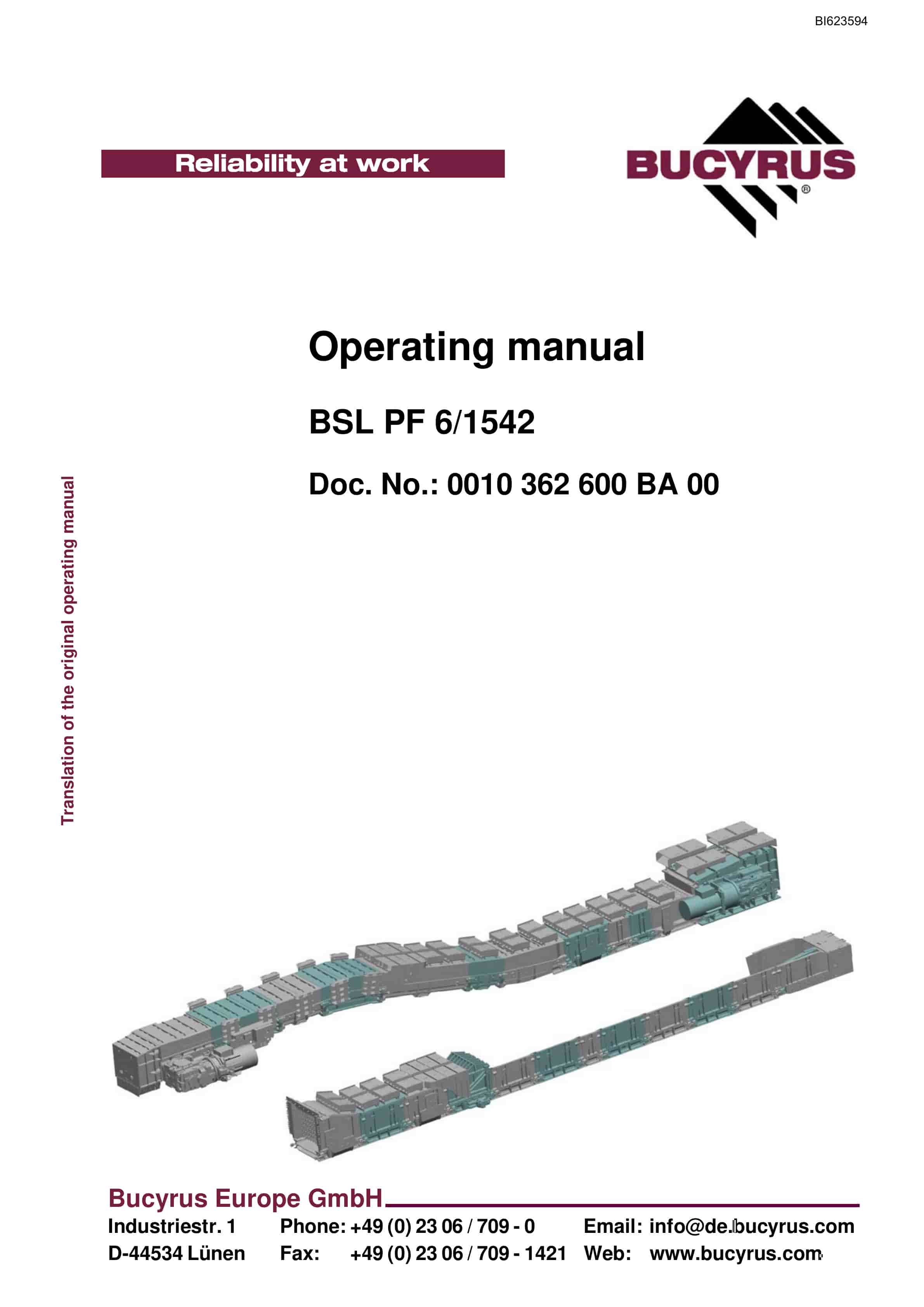 Bucyrus BSL PF 6-1542 Operating Manual BI623594
