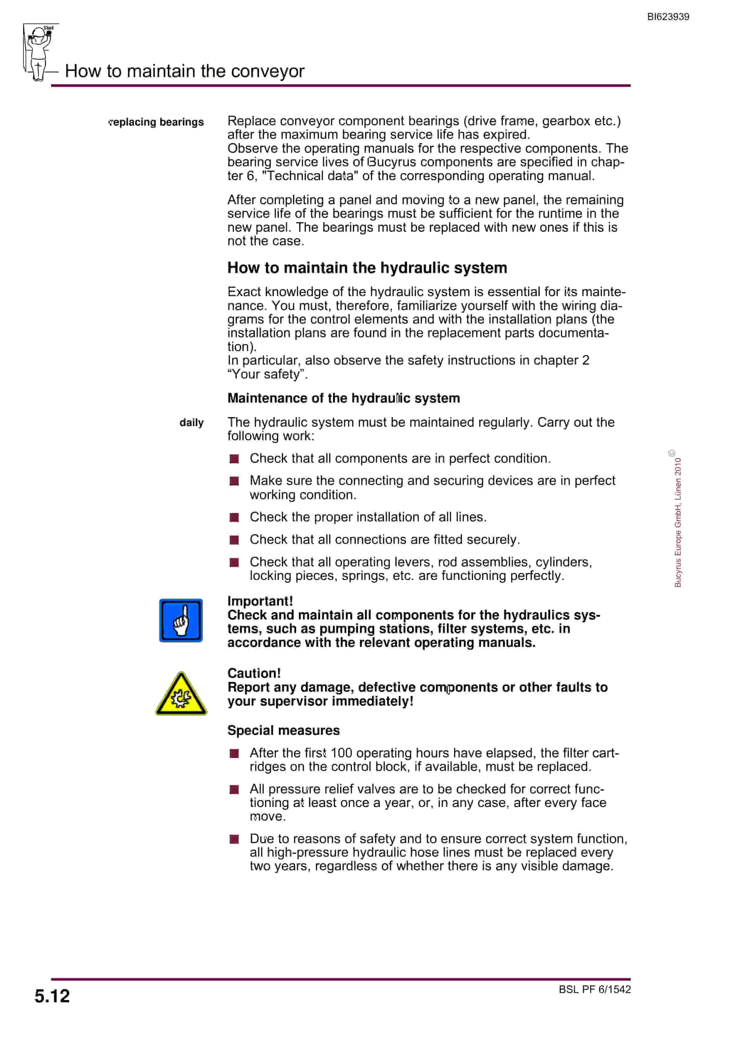 Bucyrus BSL PF 6-1542 Operating Manual BI623939-4