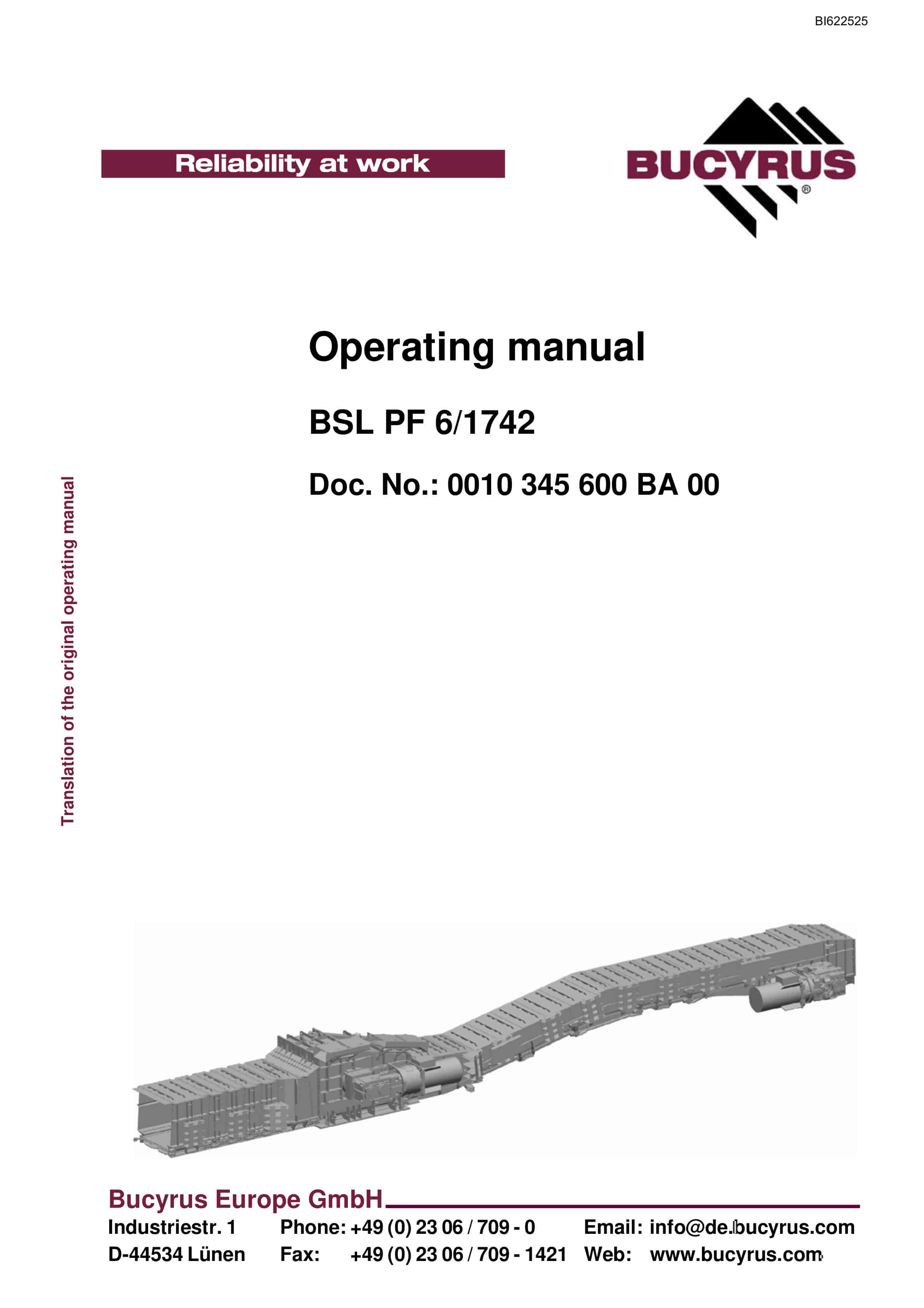 Bucyrus BSL PF 6-1742 Operating Manual BI622525