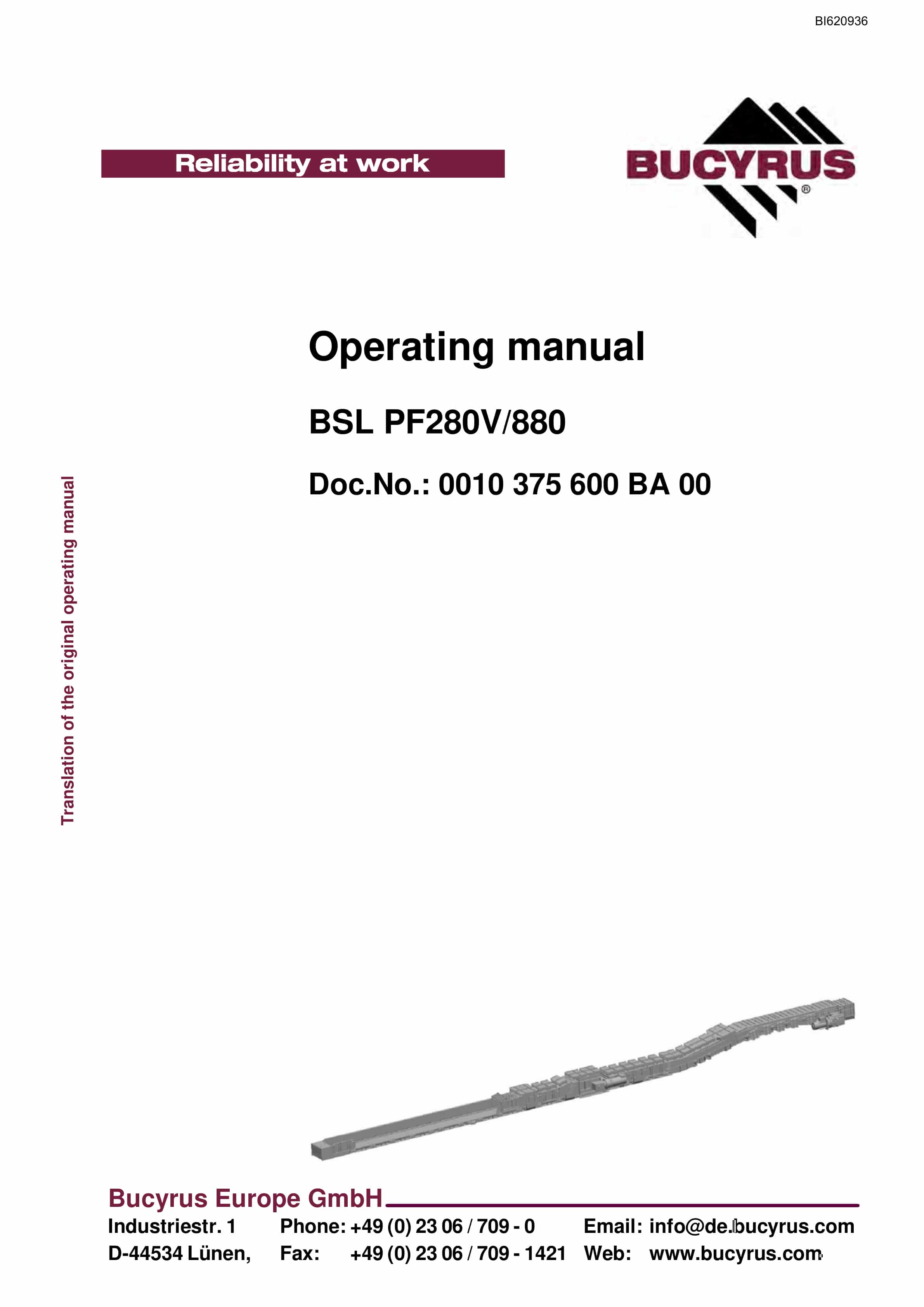 Bucyrus BSL PF280V-880 Operating Manual BI620936