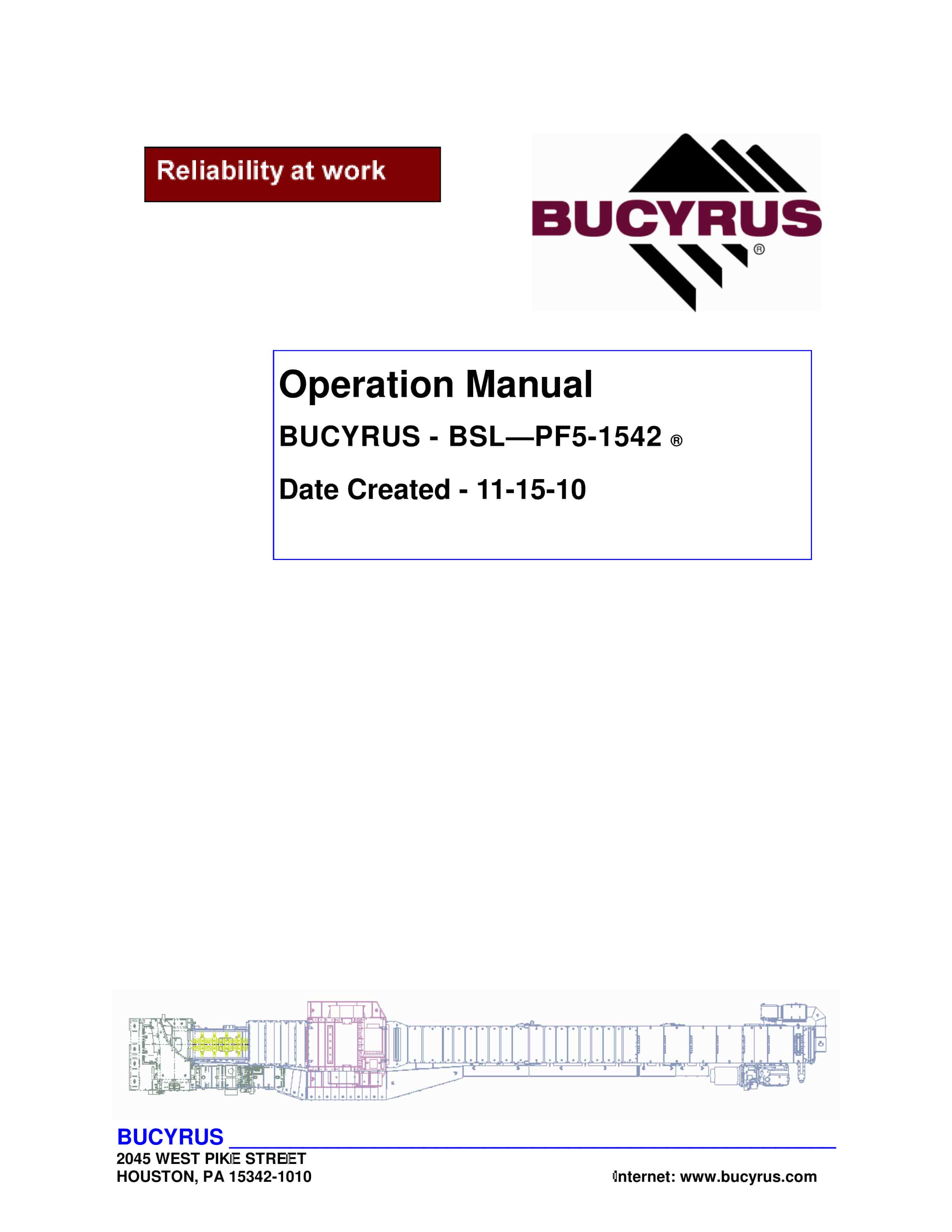 Bucyrus BSL-PF5-1542 Operating Manual