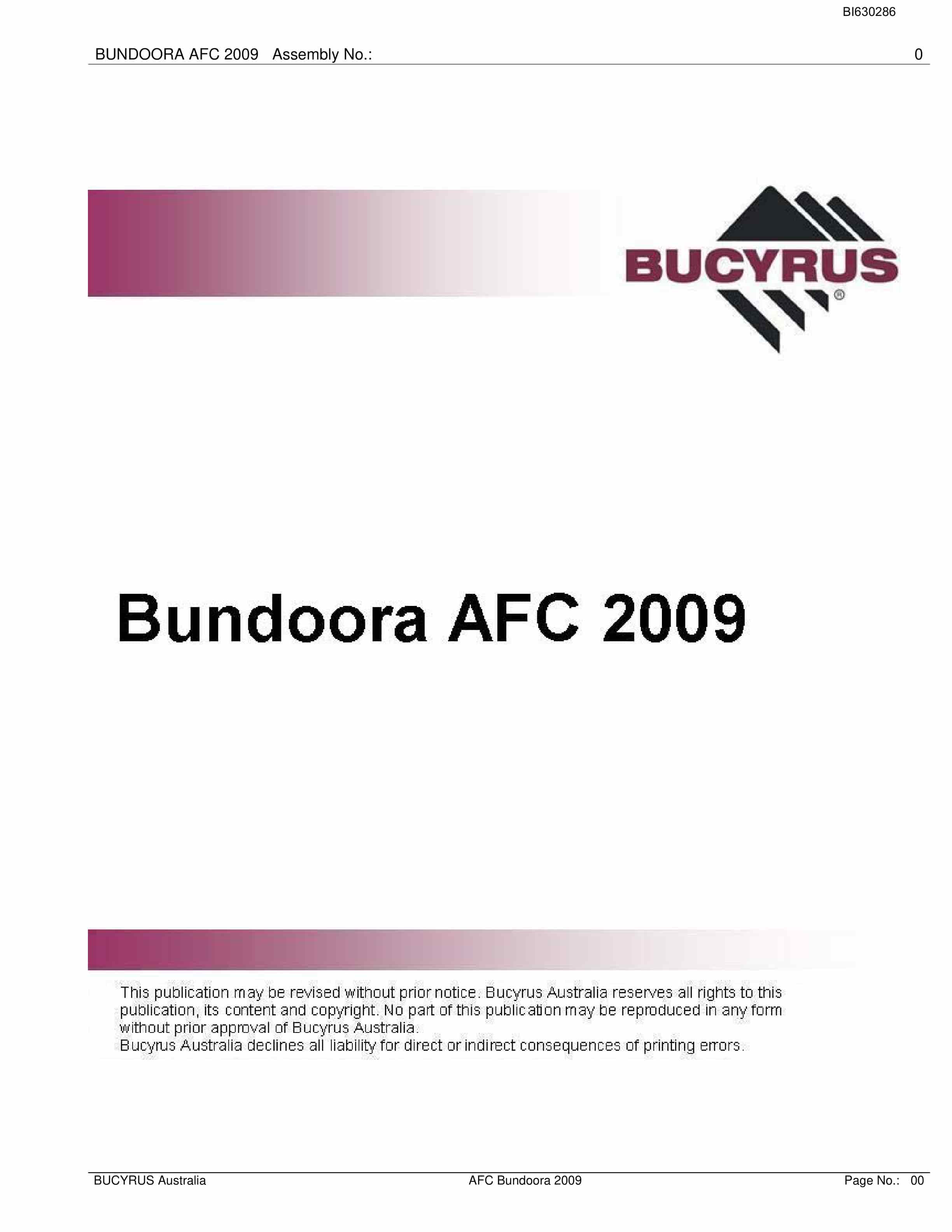 Bucyrus Bundoora AFC 2009 Parts Catalog BI630286