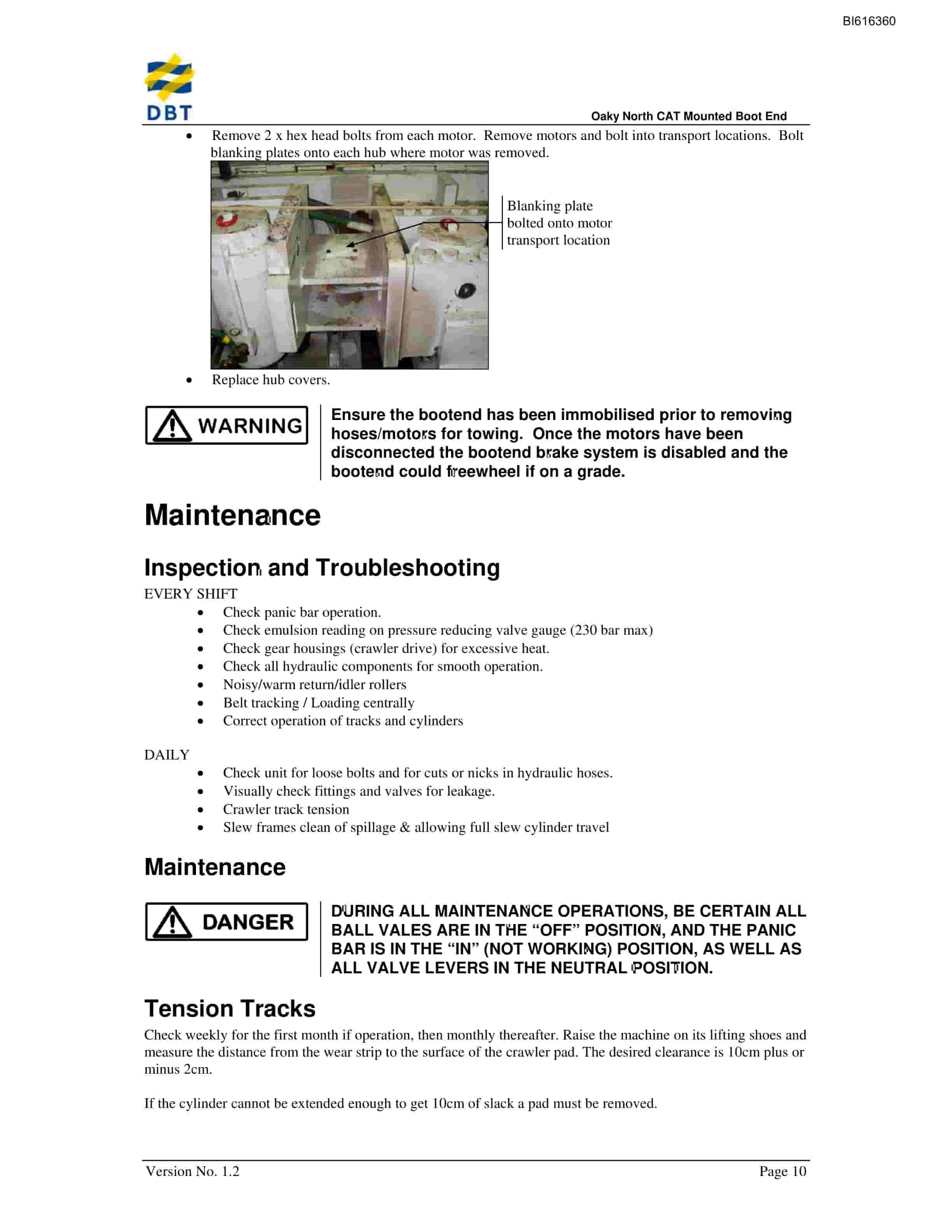 Bucyrus CAT Mounted Boot End Technical Manual BI616360-5