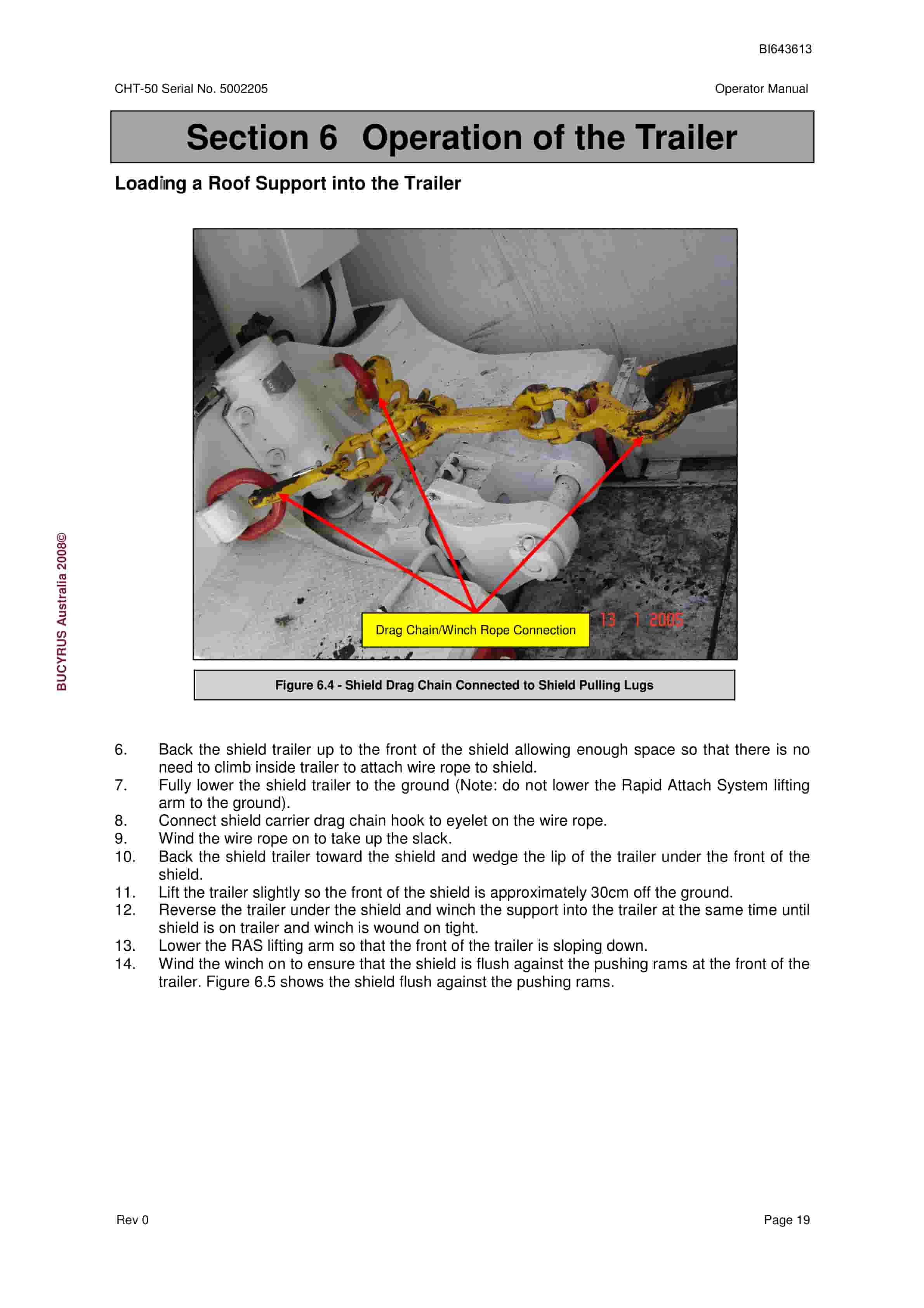 Bucyrus CHT-50 Shield Trailer Operator Manual BI643613-5