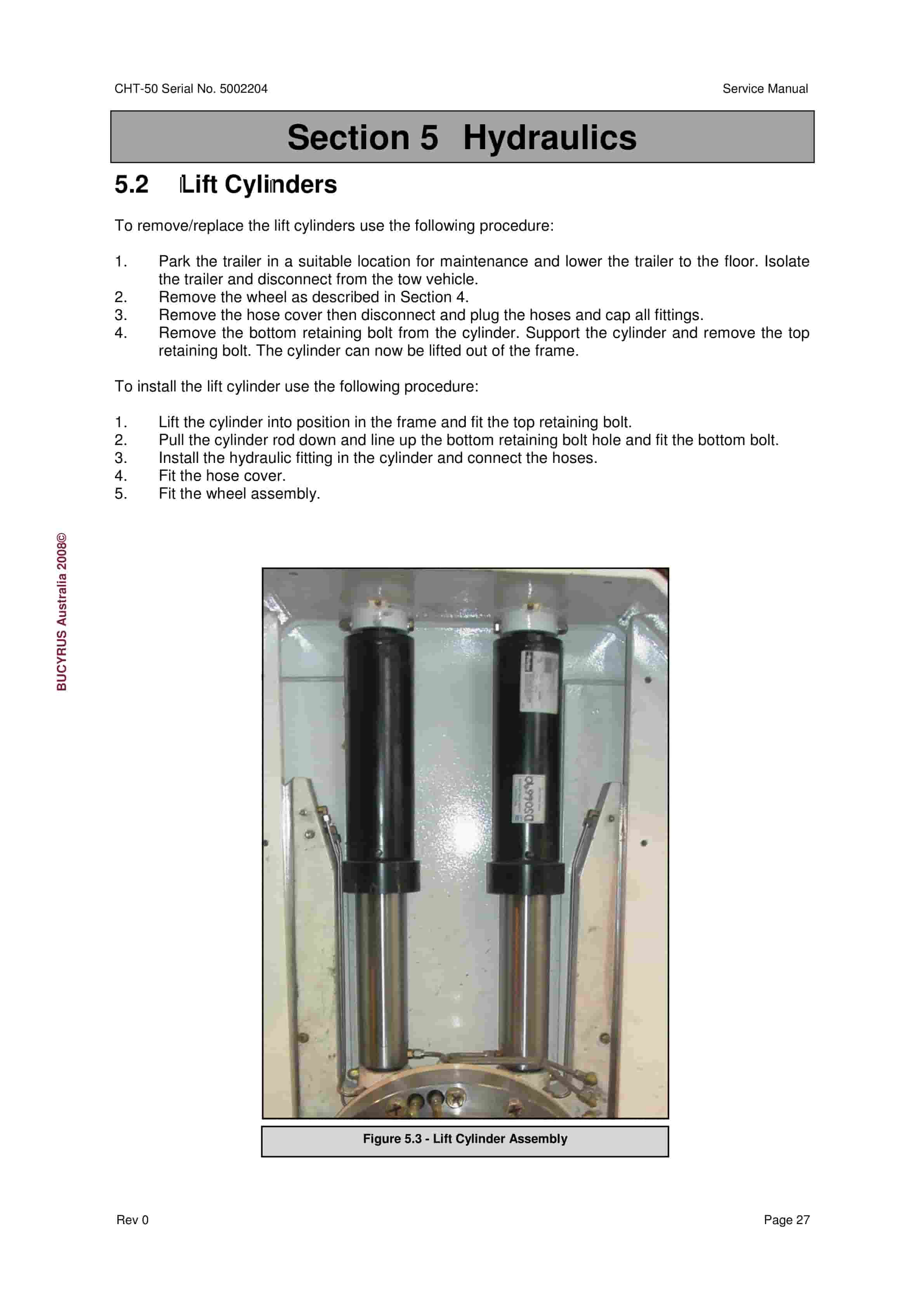 Bucyrus CHT-50 Shield Trailer Service Manual BI643611-2