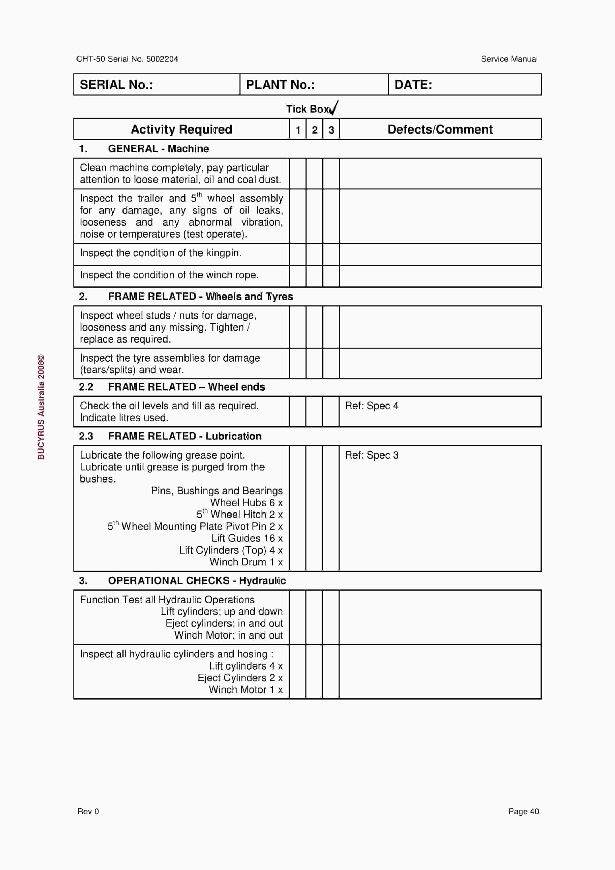 Bucyrus CHT-50 Shield Trailer Service Manual BI643611-4