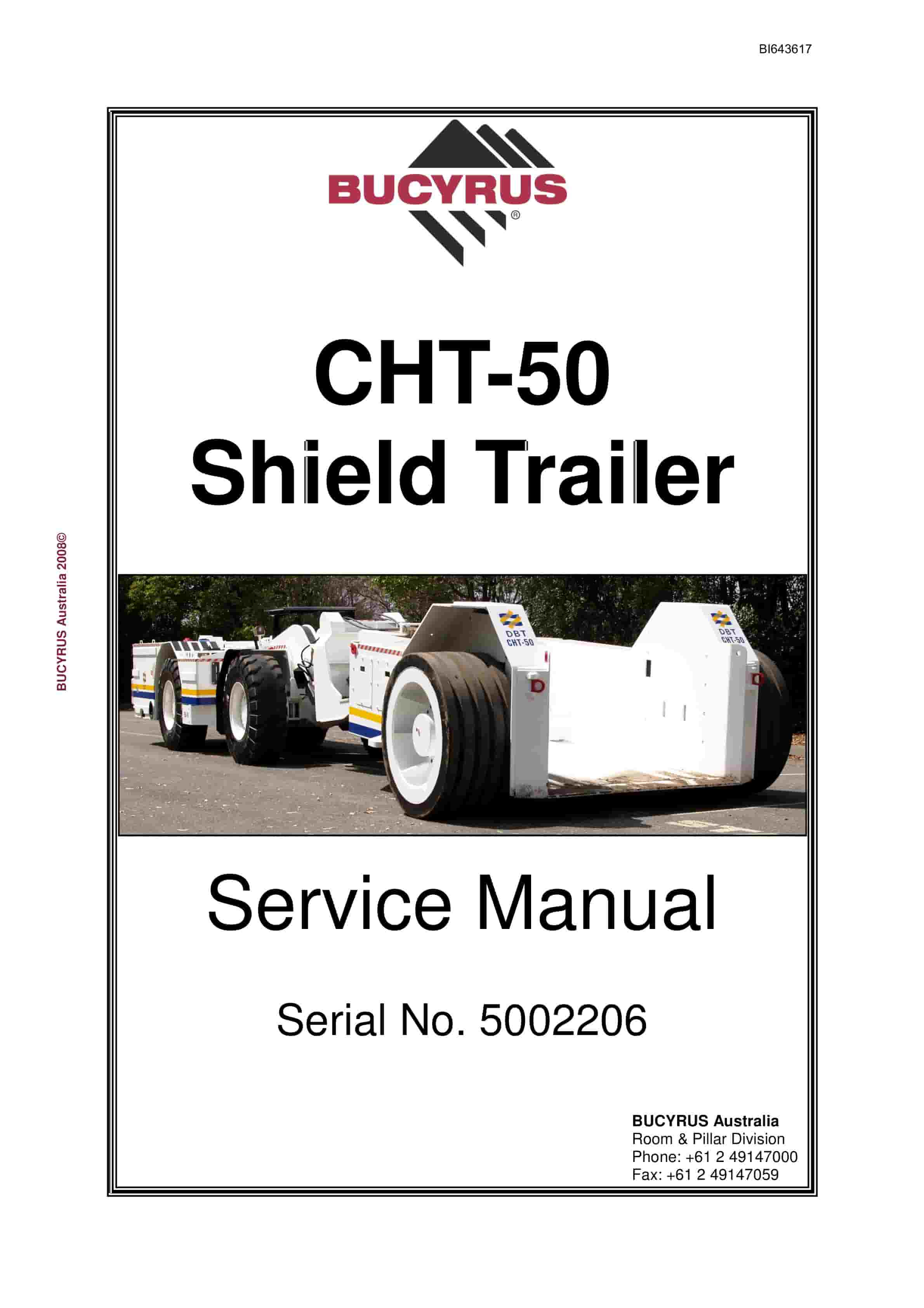Bucyrus CHT-50 Shield Trailer Service Manual BI643617
