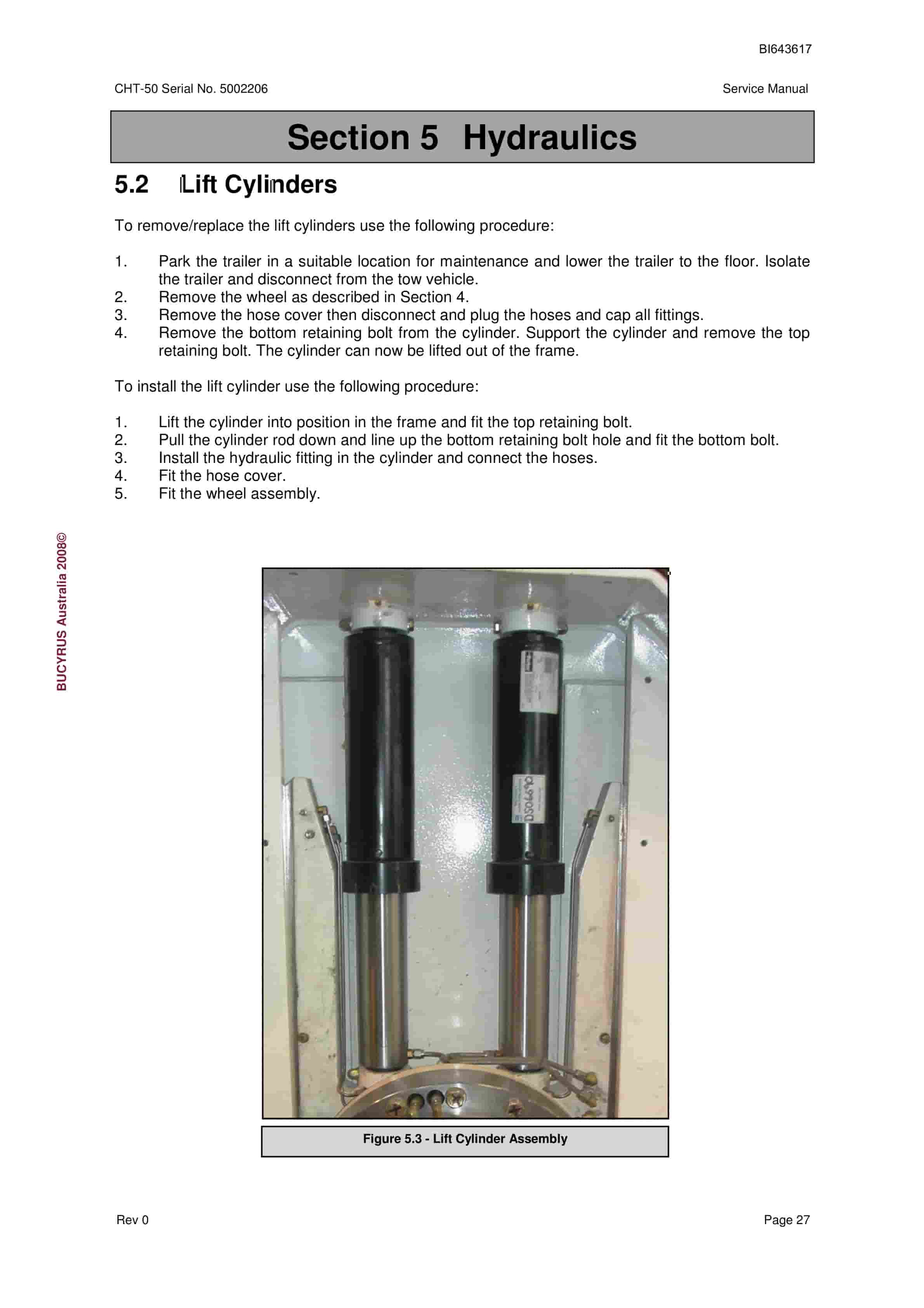 Bucyrus CHT-50 Shield Trailer Service Manual BI643617-2