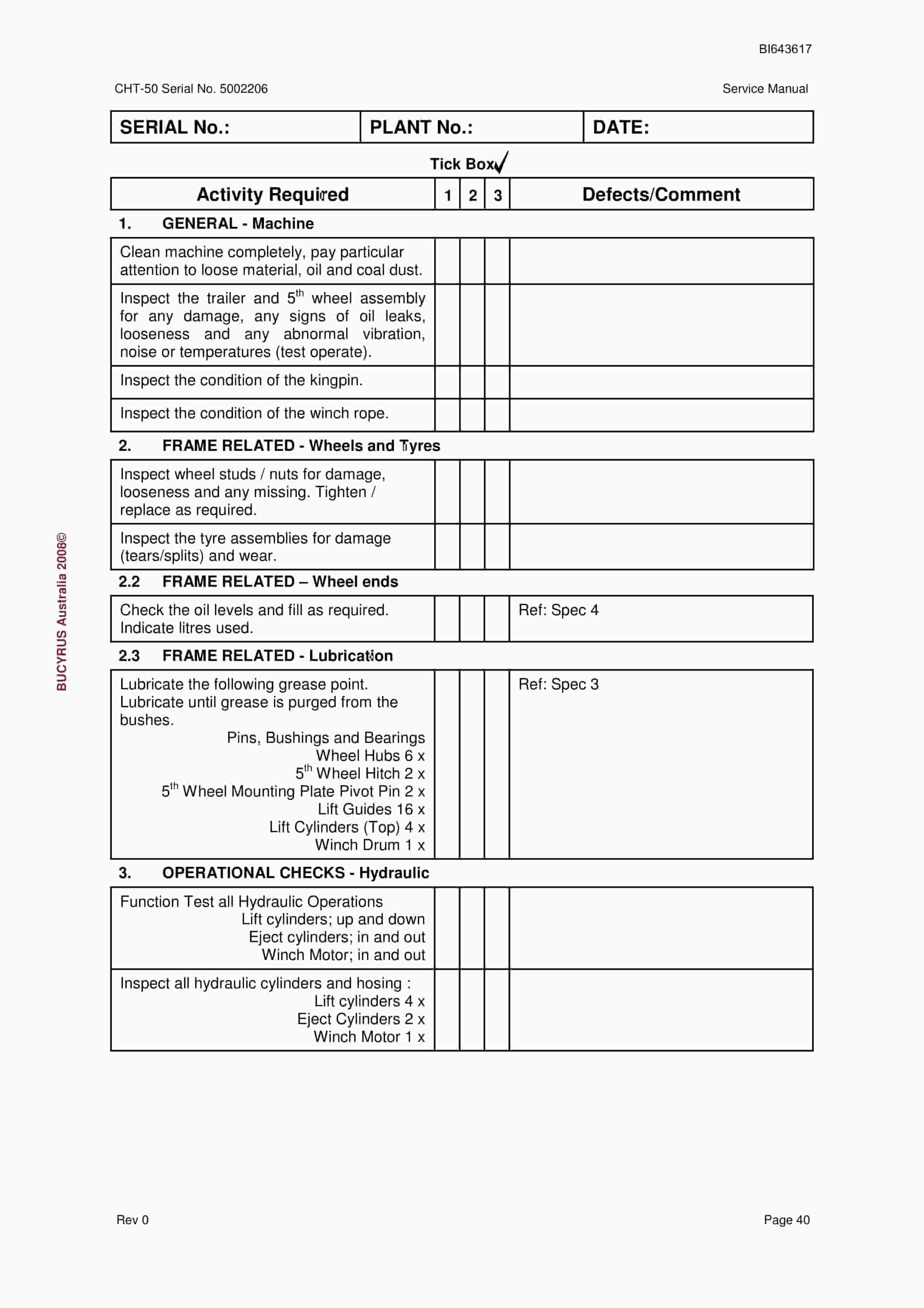 Bucyrus CHT-50 Shield Trailer Service Manual BI643617-4