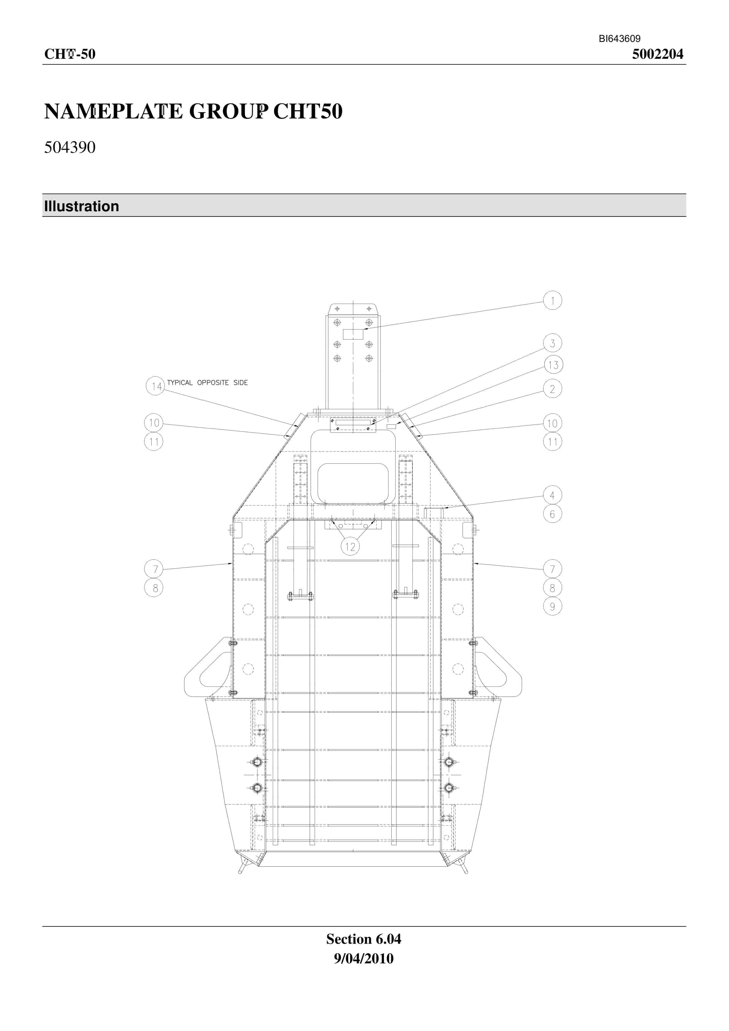 Bucyrus CHT50 Parts Manual BI643609-3