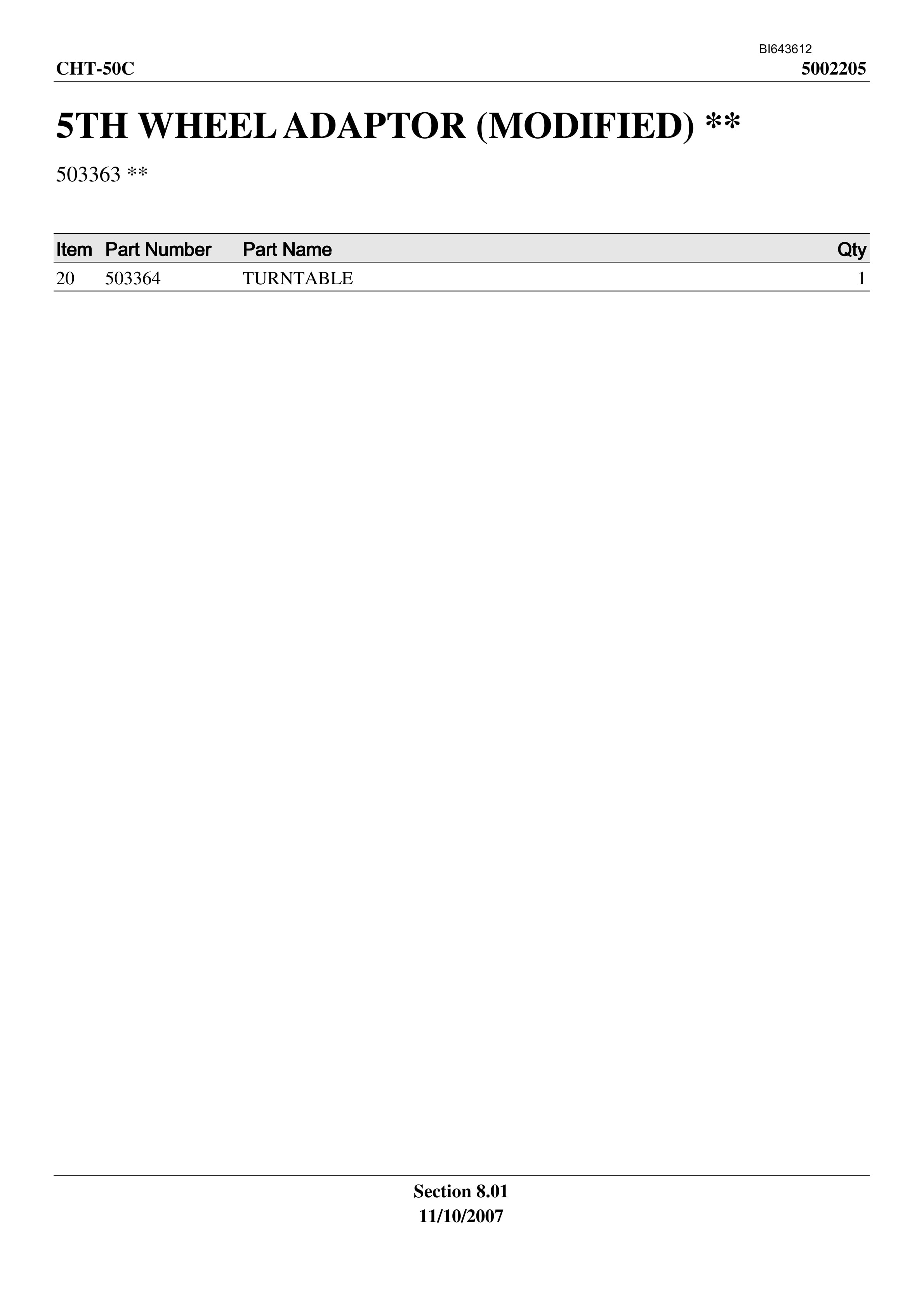 Bucyrus CHT50 Parts Manual BI643612-4