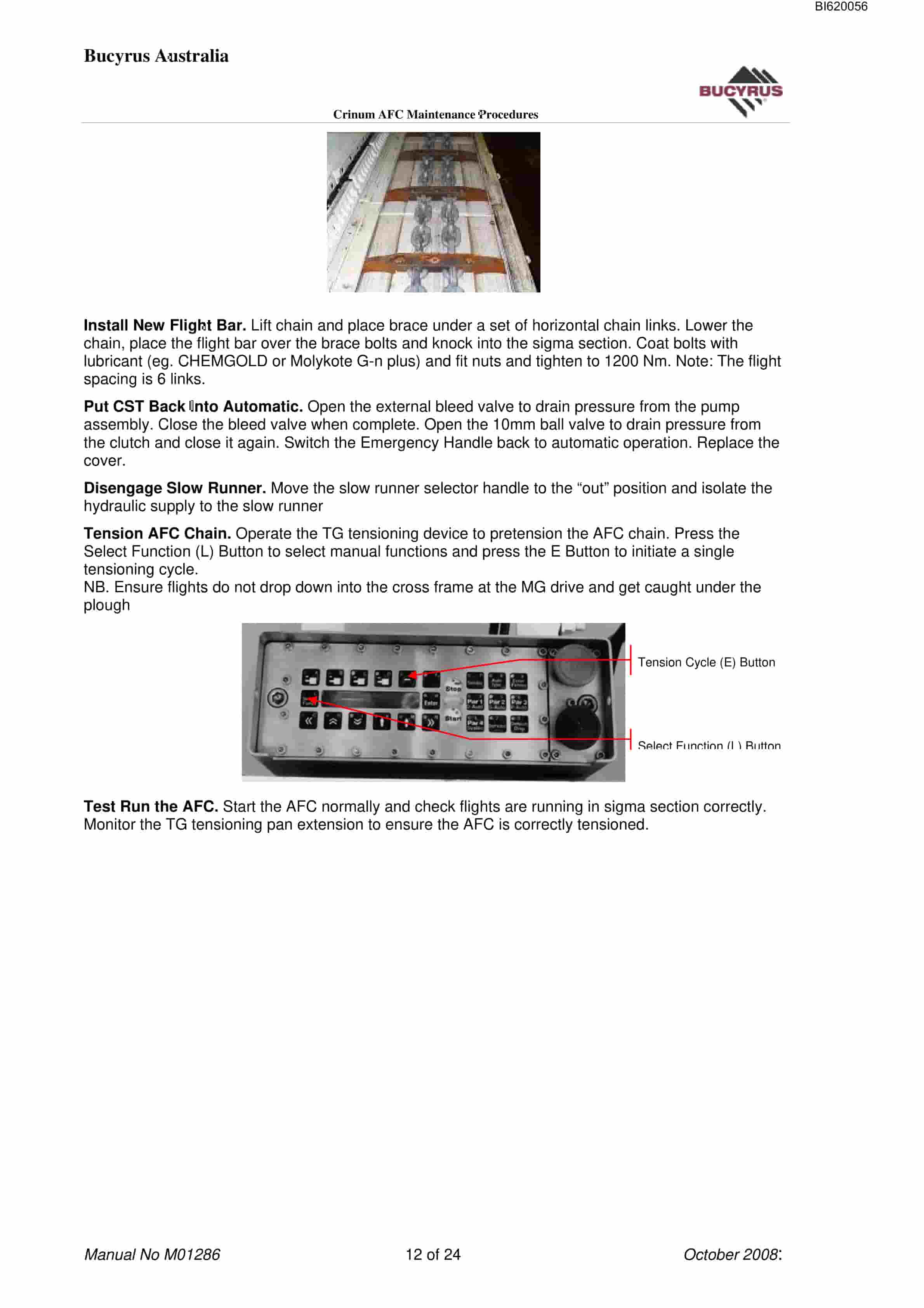 Bucyrus Crinum AFC Maintenance Procedures Set 2 Technical Manual BI620056-2