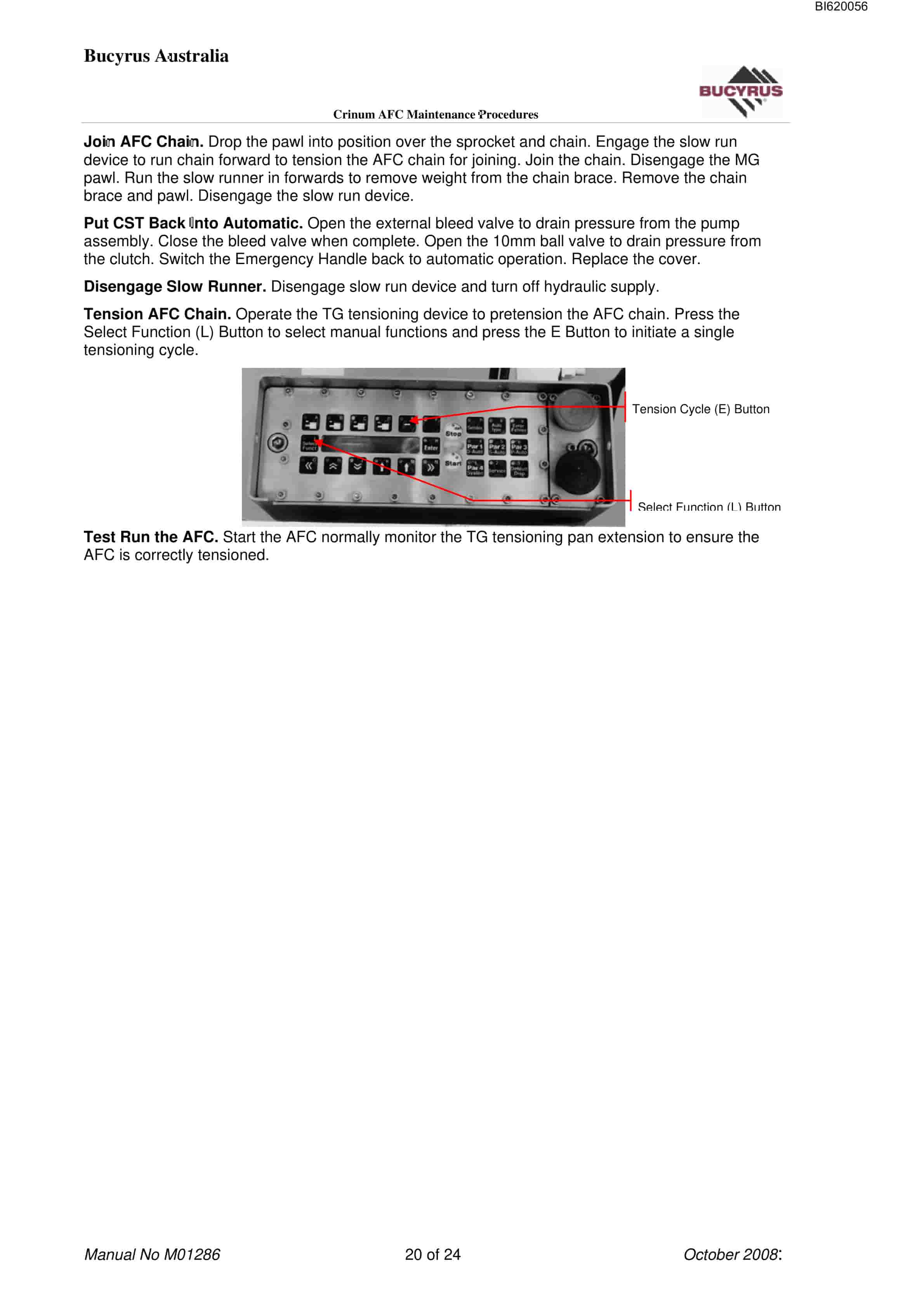 Bucyrus Crinum AFC Maintenance Procedures Set 2 Technical Manual BI620056-5