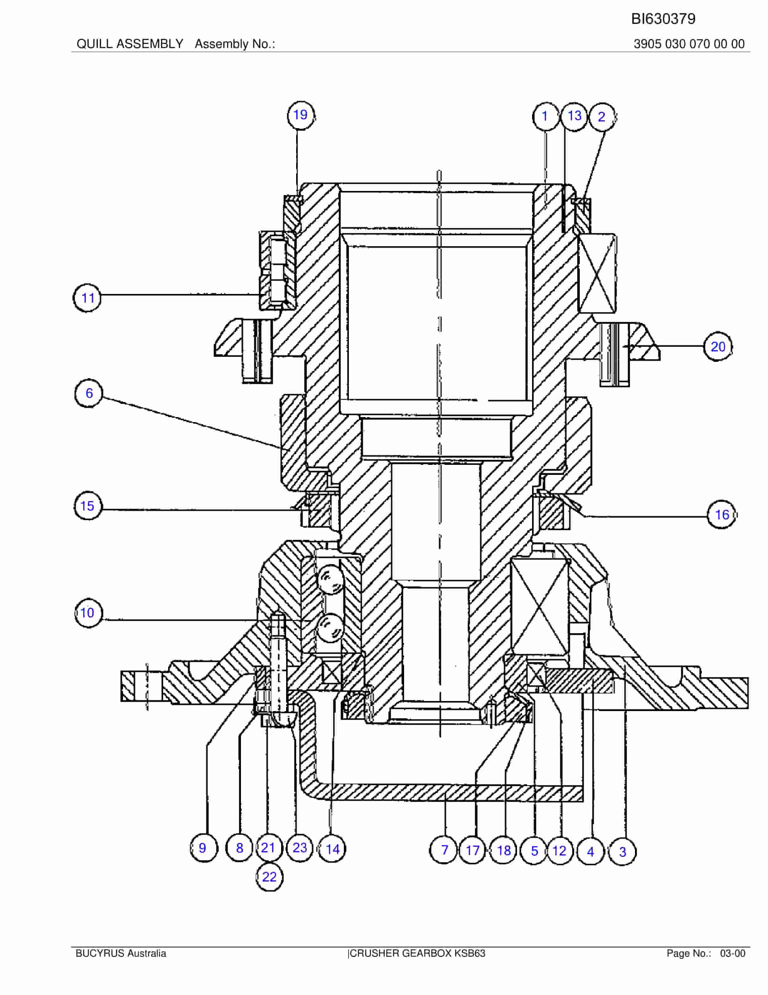 Bucyrus Crusher Gearbox KSB63 Parts Catalog BI630379-3