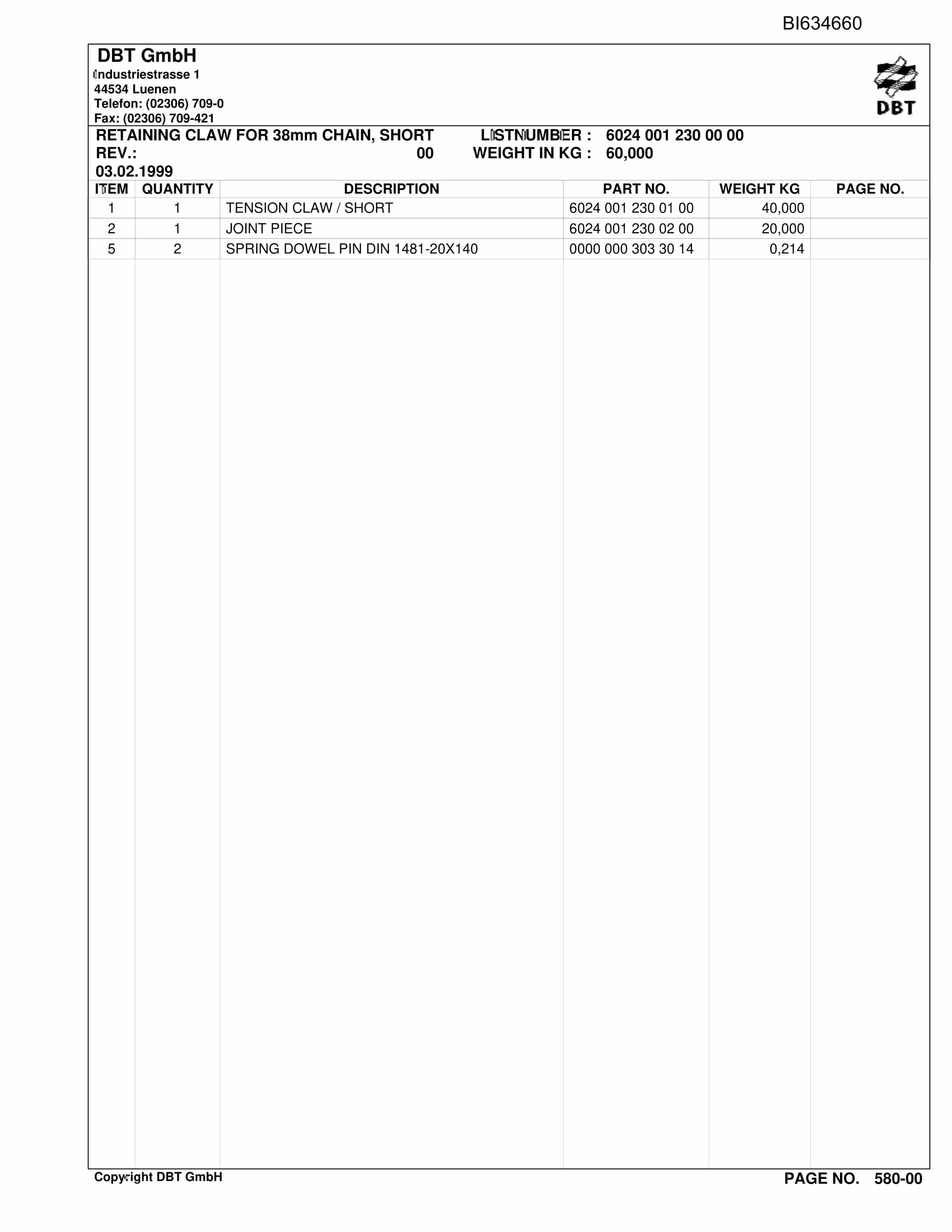 Bucyrus DATONG GH-AFC PF 3-822 Parts Catalog BI634660-5
