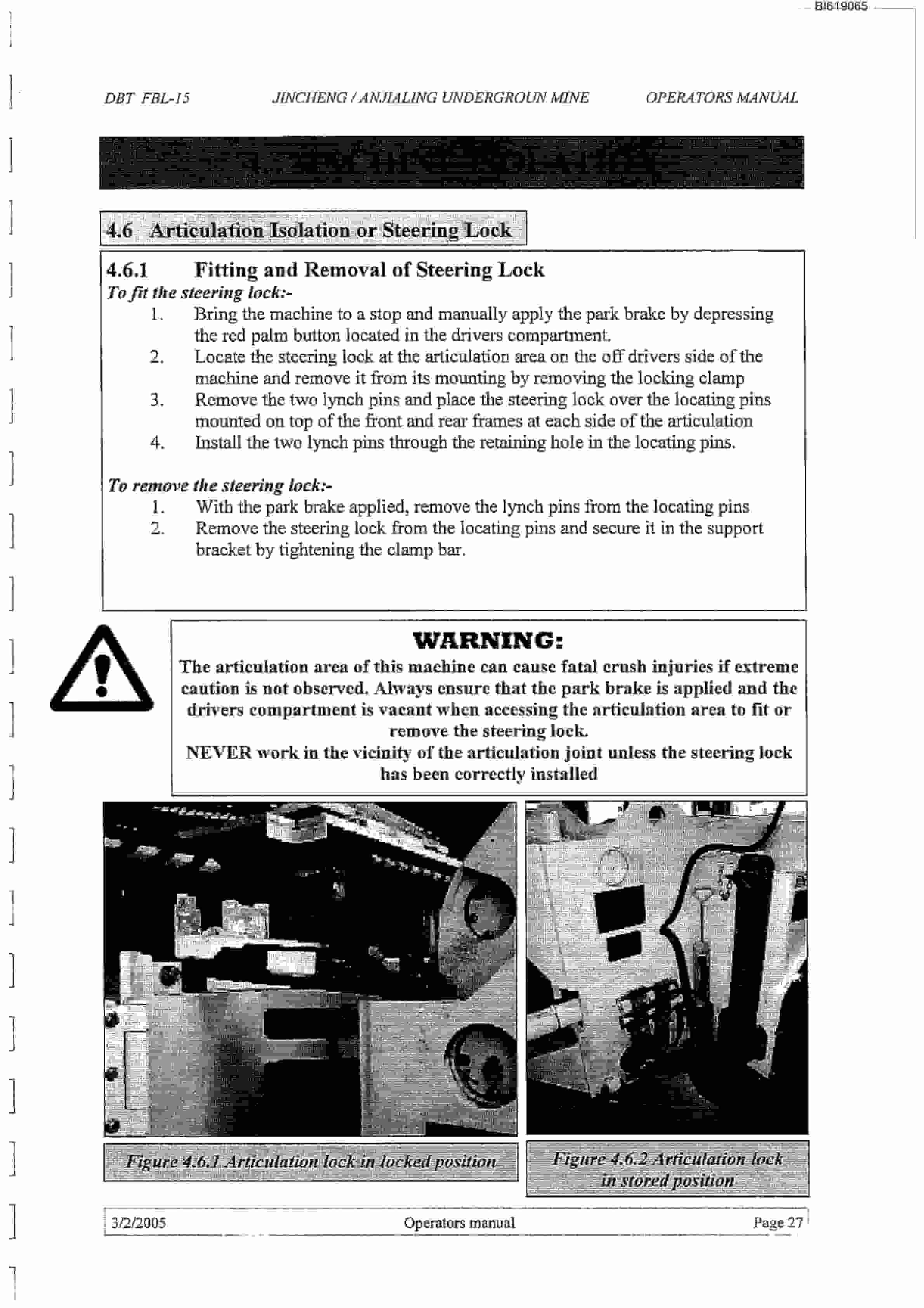 Bucyrus DBT Diesel FBL-15 Technical Manual BI619065-2